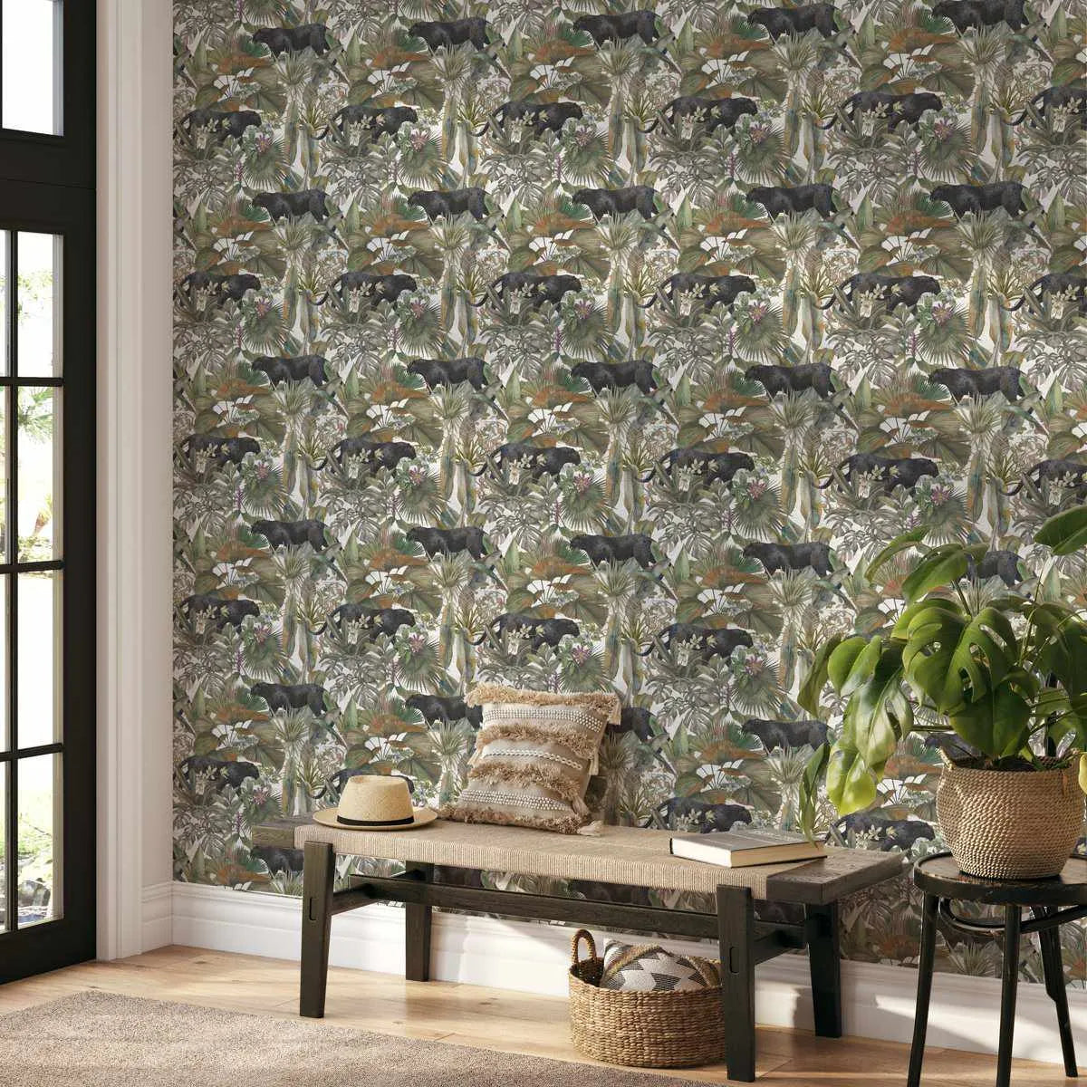 Panther Botanica Wallpaper-Wallpaper-Buy Kids Removable Wallpaper Online Our Custom Made Children√¢‚Ç¨‚Ñ¢s Wallpapers Are A Fun Way To Decorate And Enhance Boys Bedroom Decor And Girls Bedrooms They Are An Amazing Addition To Your Kids Bedroom Walls Our Collection of Kids Wallpaper Is Sure To Transform Your Kids Rooms Interior Style From Pink Wallpaper To Dinosaur Wallpaper Even Marble Wallpapers For Teen Boys Shop Peel And Stick Wallpaper Online Today With Olive et Oriel