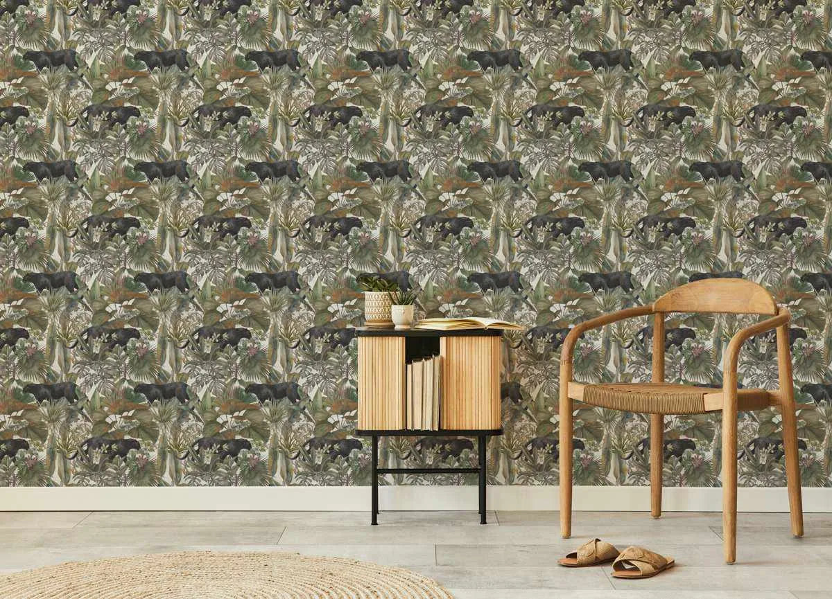 Panther Botanica Wallpaper-Wallpaper-Buy Kids Removable Wallpaper Online Our Custom Made Children√¢‚Ç¨‚Ñ¢s Wallpapers Are A Fun Way To Decorate And Enhance Boys Bedroom Decor And Girls Bedrooms They Are An Amazing Addition To Your Kids Bedroom Walls Our Collection of Kids Wallpaper Is Sure To Transform Your Kids Rooms Interior Style From Pink Wallpaper To Dinosaur Wallpaper Even Marble Wallpapers For Teen Boys Shop Peel And Stick Wallpaper Online Today With Olive et Oriel