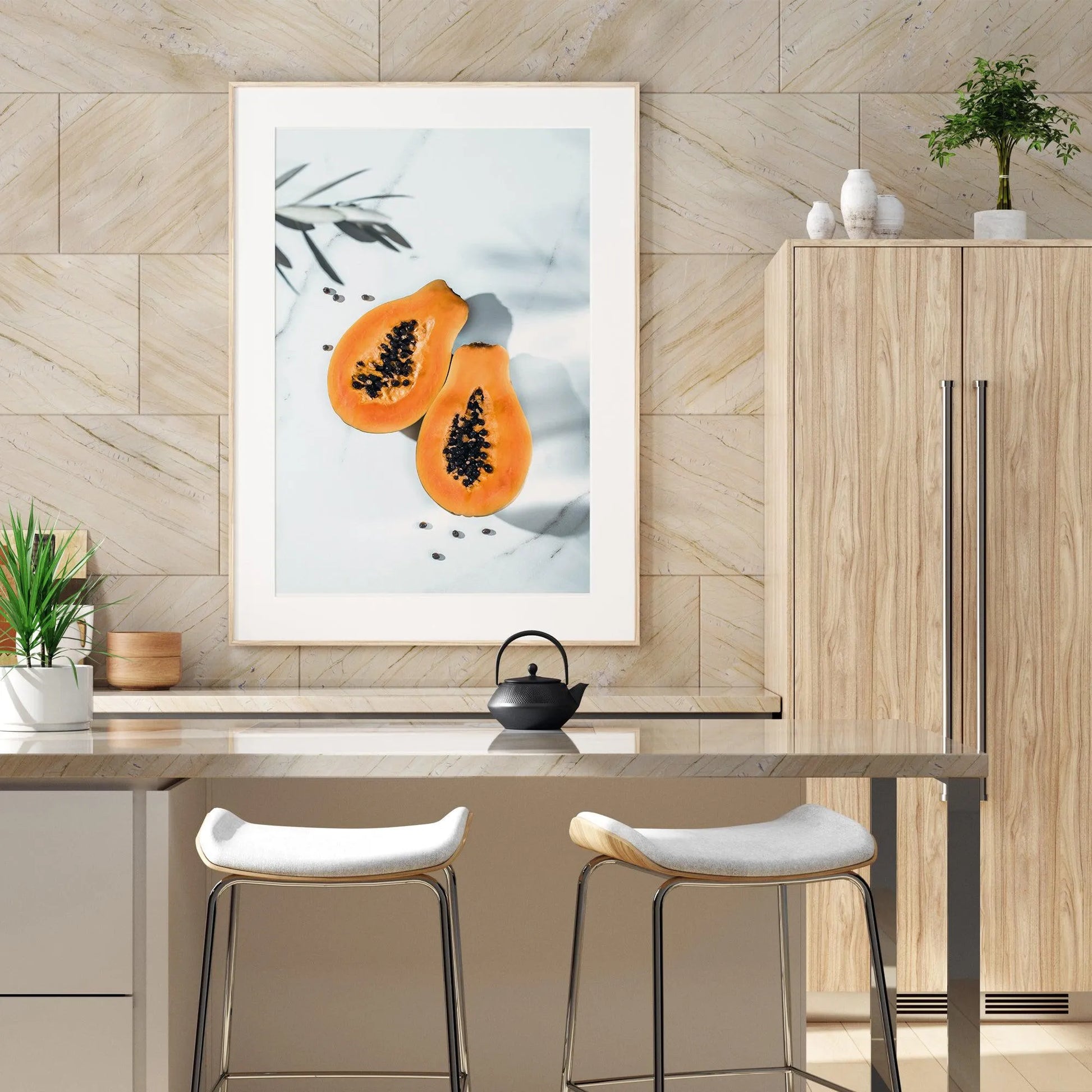 Papaya on Marble Art Print-PRINT-Olive et Oriel-Olive et Oriel-Buy-Australian-Art-Prints-Online-with-Olive-et-Oriel-Your-Artwork-Specialists-Austrailia-Decorate-With-Coastal-Photo-Wall-Art-Prints-From-Our-Beach-House-Artwork-Collection-Fine-Poster-and-Framed-Artwork