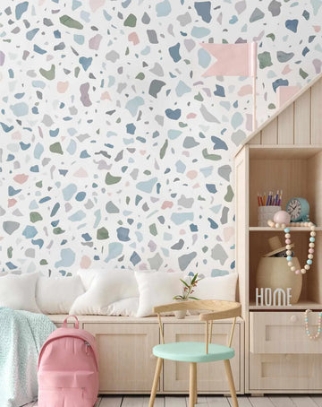 Paris Terrazzo Wallpaper-Wallpaper-Buy Kids Removable Wallpaper Online Our Custom Made Children√¢‚Ç¨‚Ñ¢s Wallpapers Are A Fun Way To Decorate And Enhance Boys Bedroom Decor And Girls Bedrooms They Are An Amazing Addition To Your Kids Bedroom Walls Our Collection of Kids Wallpaper Is Sure To Transform Your Kids Rooms Interior Style From Pink Wallpaper To Dinosaur Wallpaper Even Marble Wallpapers For Teen Boys Shop Peel And Stick Wallpaper Online Today With Olive et Oriel