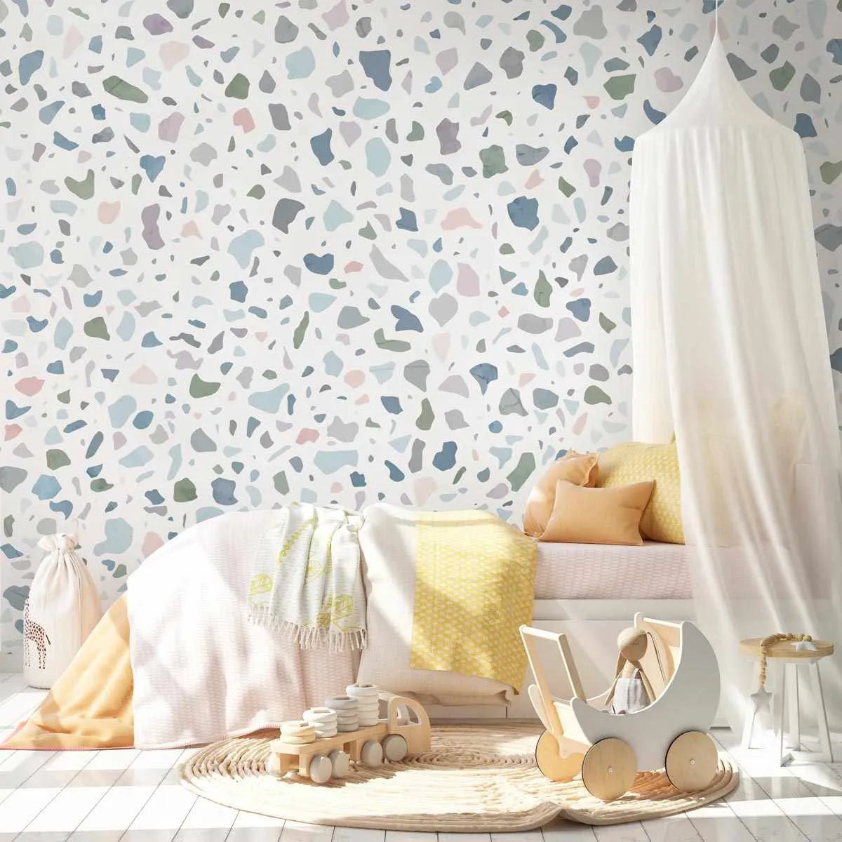 Paris Terrazzo Wallpaper-Wallpaper-Buy Kids Removable Wallpaper Online Our Custom Made Children√¢‚Ç¨‚Ñ¢s Wallpapers Are A Fun Way To Decorate And Enhance Boys Bedroom Decor And Girls Bedrooms They Are An Amazing Addition To Your Kids Bedroom Walls Our Collection of Kids Wallpaper Is Sure To Transform Your Kids Rooms Interior Style From Pink Wallpaper To Dinosaur Wallpaper Even Marble Wallpapers For Teen Boys Shop Peel And Stick Wallpaper Online Today With Olive et Oriel