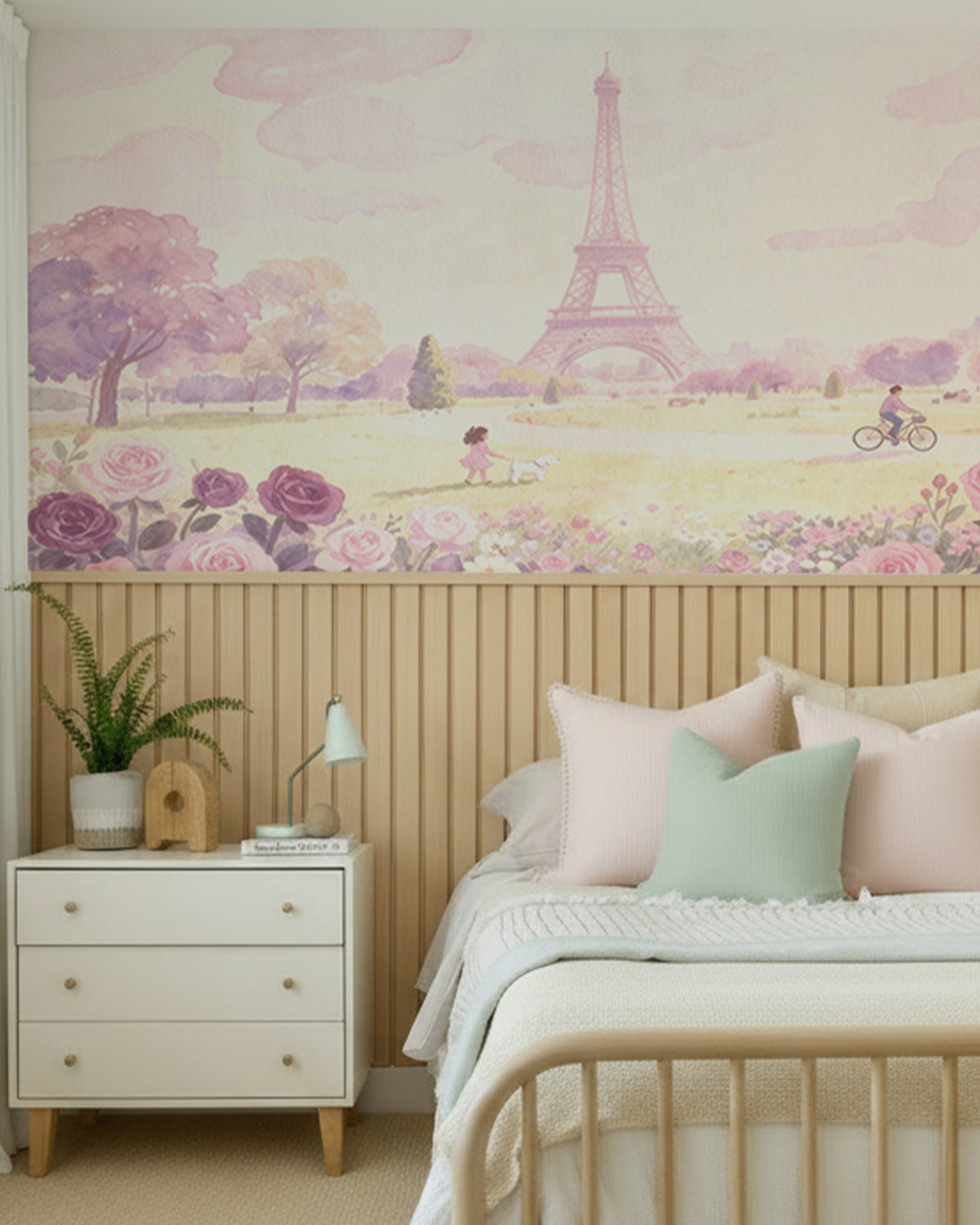 La Vie en Rose Parisian Wallpaper from Olive et Oriel where you can shop wallpaper and artworks online