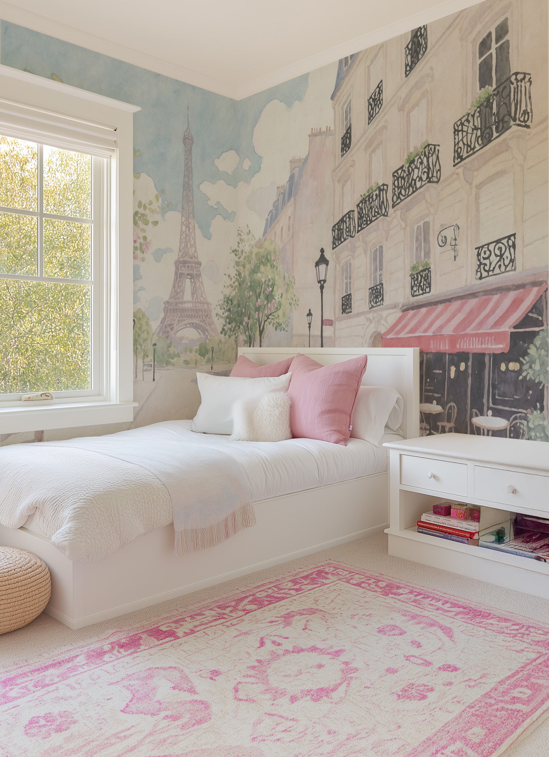 Parisian Streets in Watercolour Mural Wallpaper from Olive et Oriel where you can shop wallpaper and artworks online