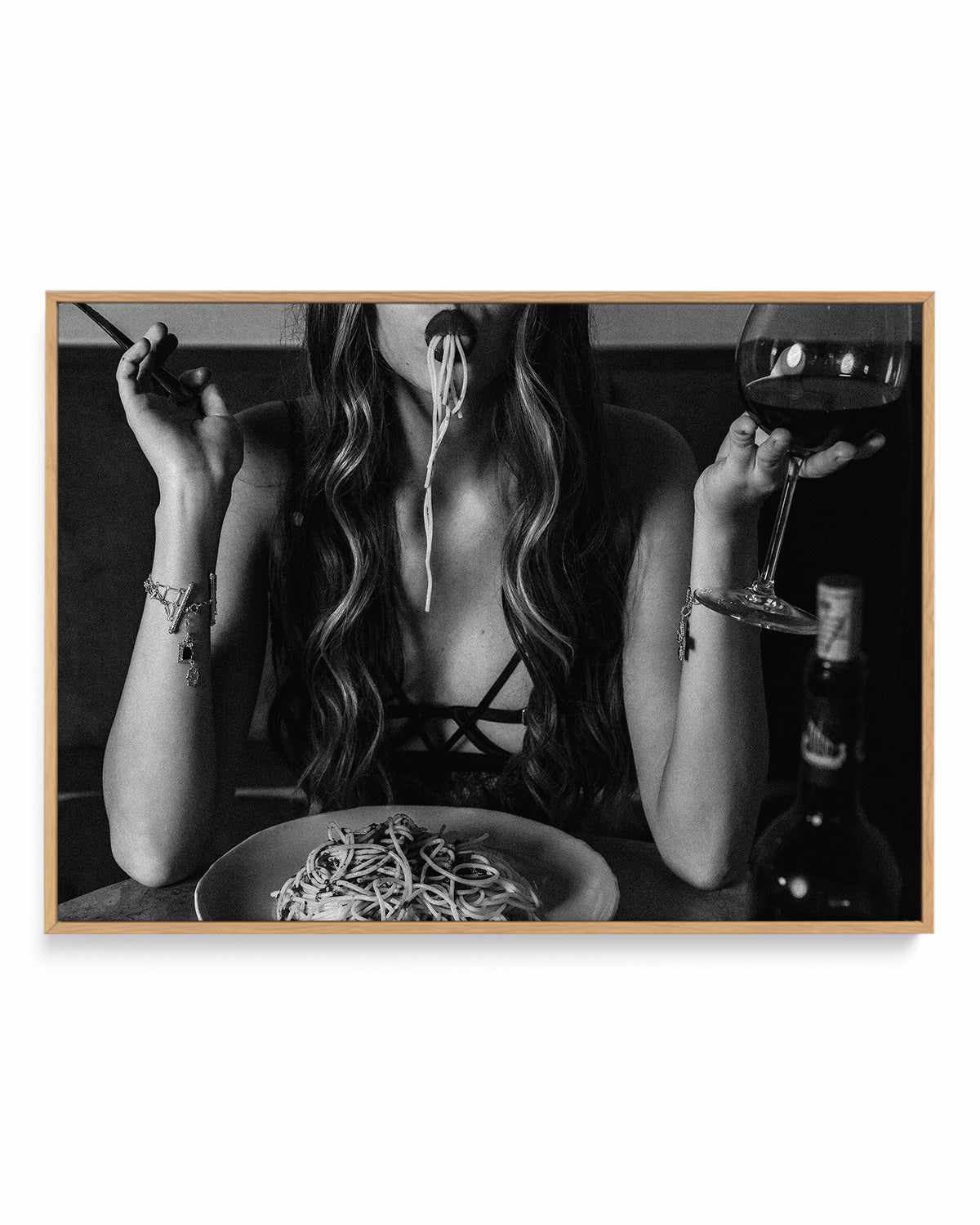 Pasta Night by Mario Stefanelli | Framed Canvas Art Print