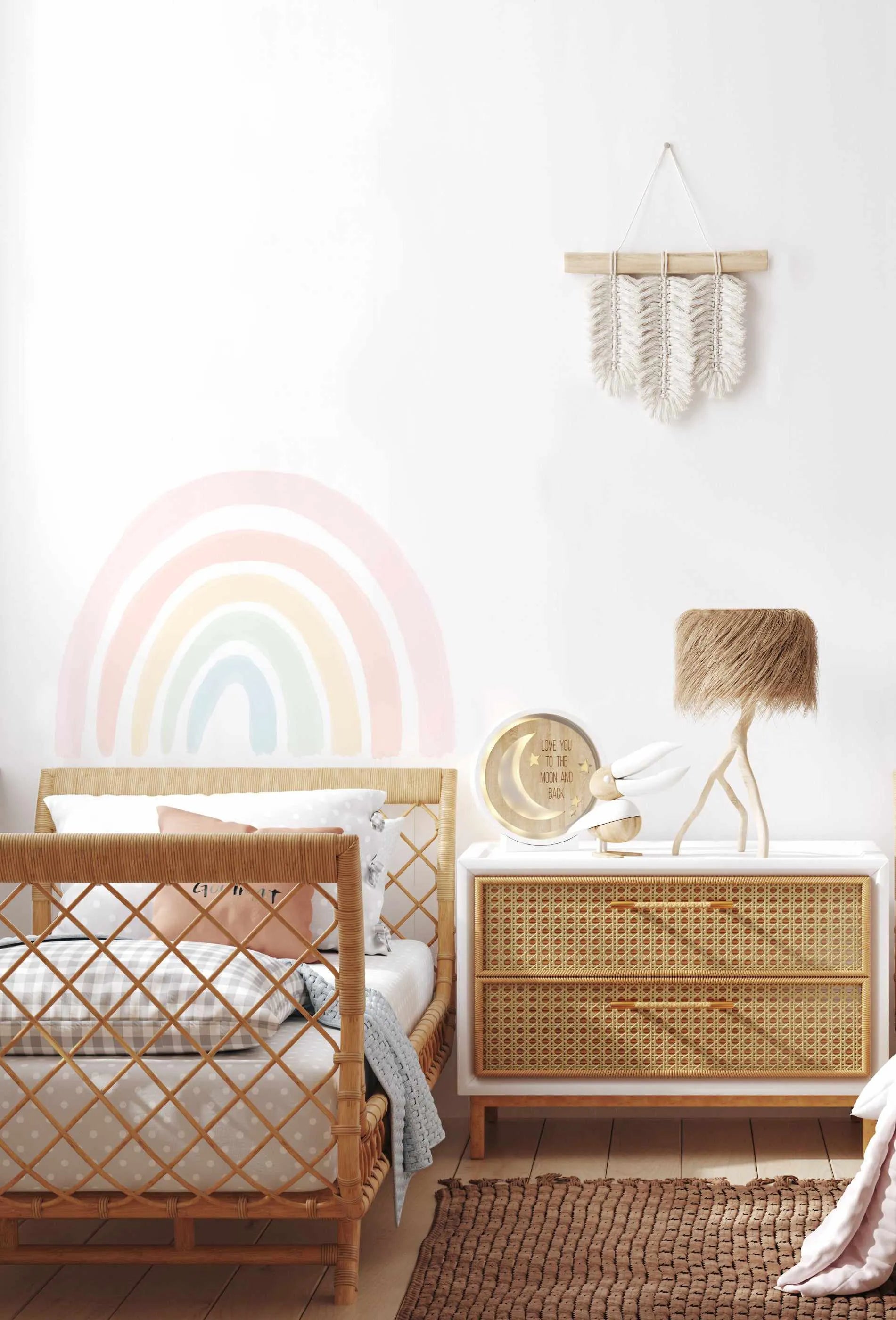 Pastel Rainbow Peel & Stick Decal-Decals-Olive et Oriel-Decorate your kids bedroom wall decor with removable wall decals, these fabric kids decals are a great way to add colour and update your children's bedroom. Available as girls wall decals or boys wall decals, there are also nursery decals.