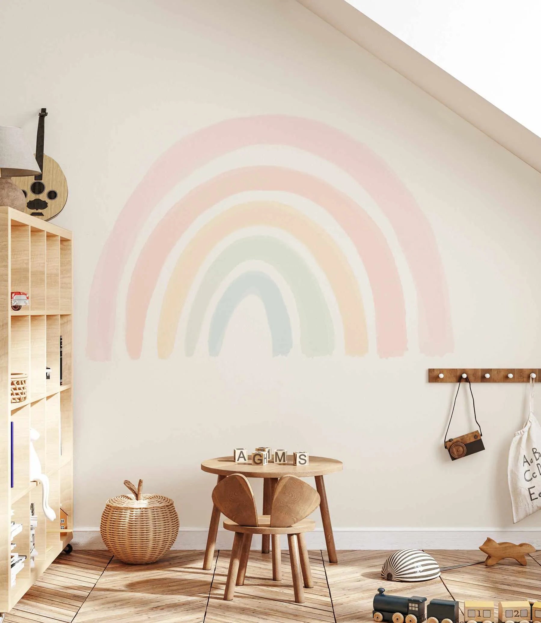 Pastel Rainbow Peel & Stick Decal-Decals-Olive et Oriel-Decorate your kids bedroom wall decor with removable wall decals, these fabric kids decals are a great way to add colour and update your children's bedroom. Available as girls wall decals or boys wall decals, there are also nursery decals.