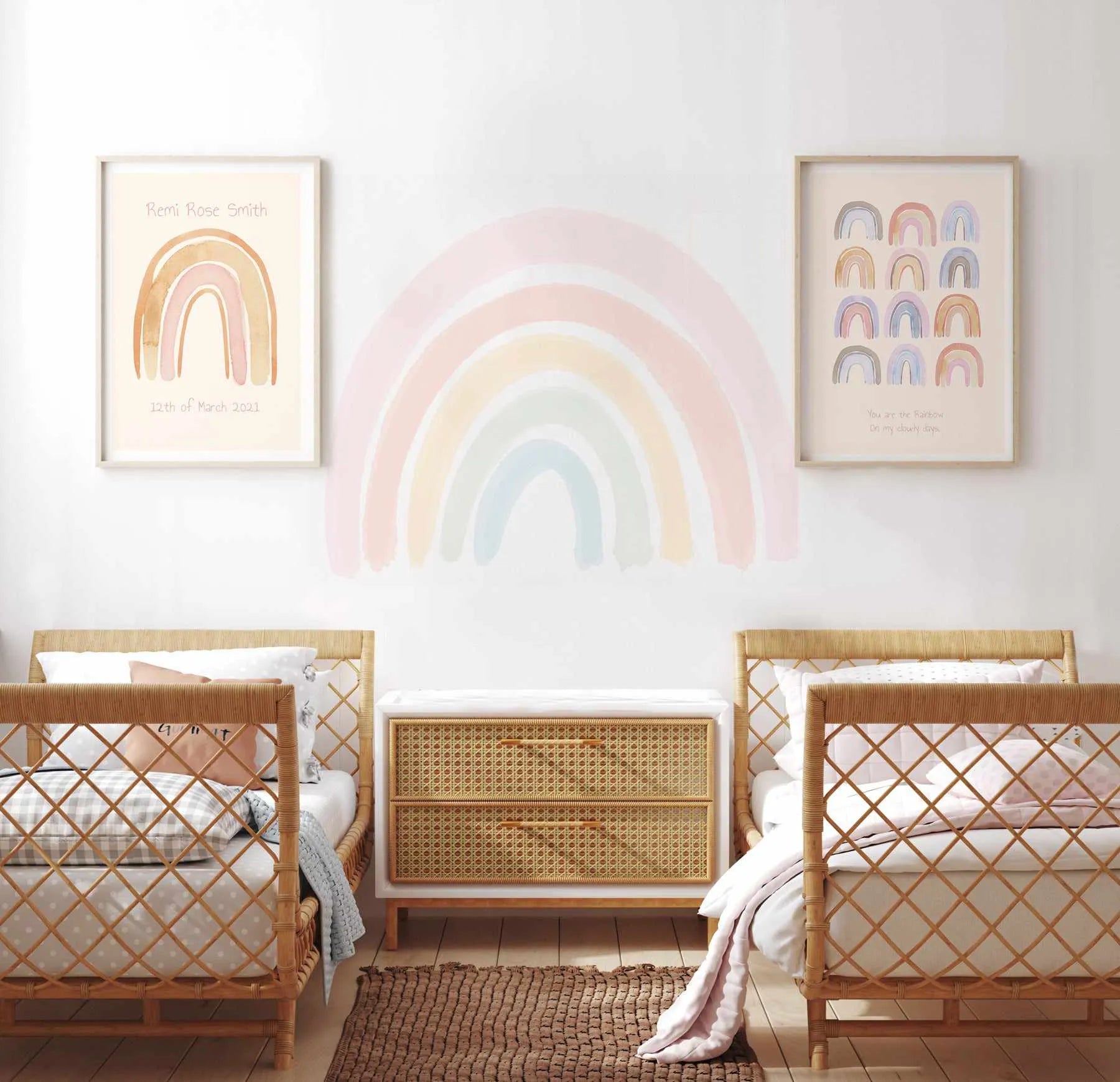 Pastel Rainbow Peel & Stick Decal-Decals-Olive et Oriel-Decorate your kids bedroom wall decor with removable wall decals, these fabric kids decals are a great way to add colour and update your children's bedroom. Available as girls wall decals or boys wall decals, there are also nursery decals.