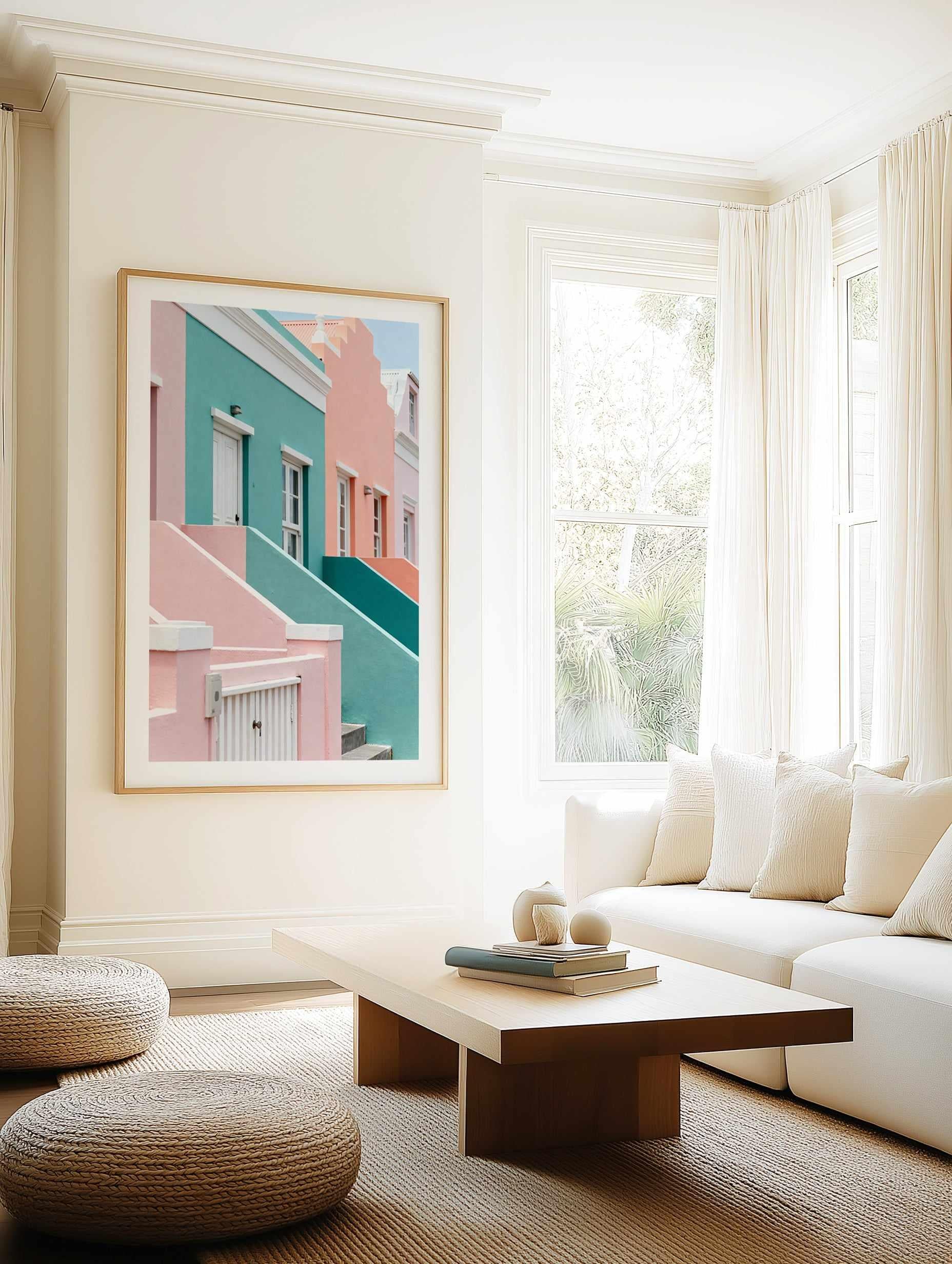 Pastel Villas I | Art Print from Olive et Oriel where you can shop wallpaper and artworks online