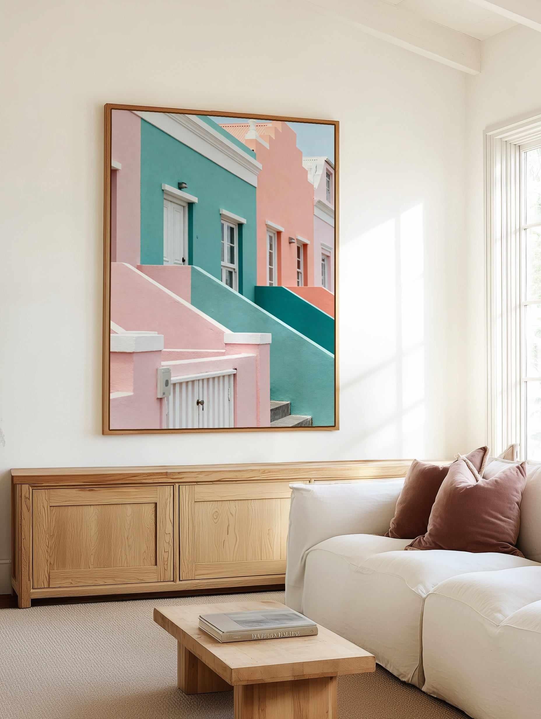 Pastel Villas I | Framed Canvas Art Print