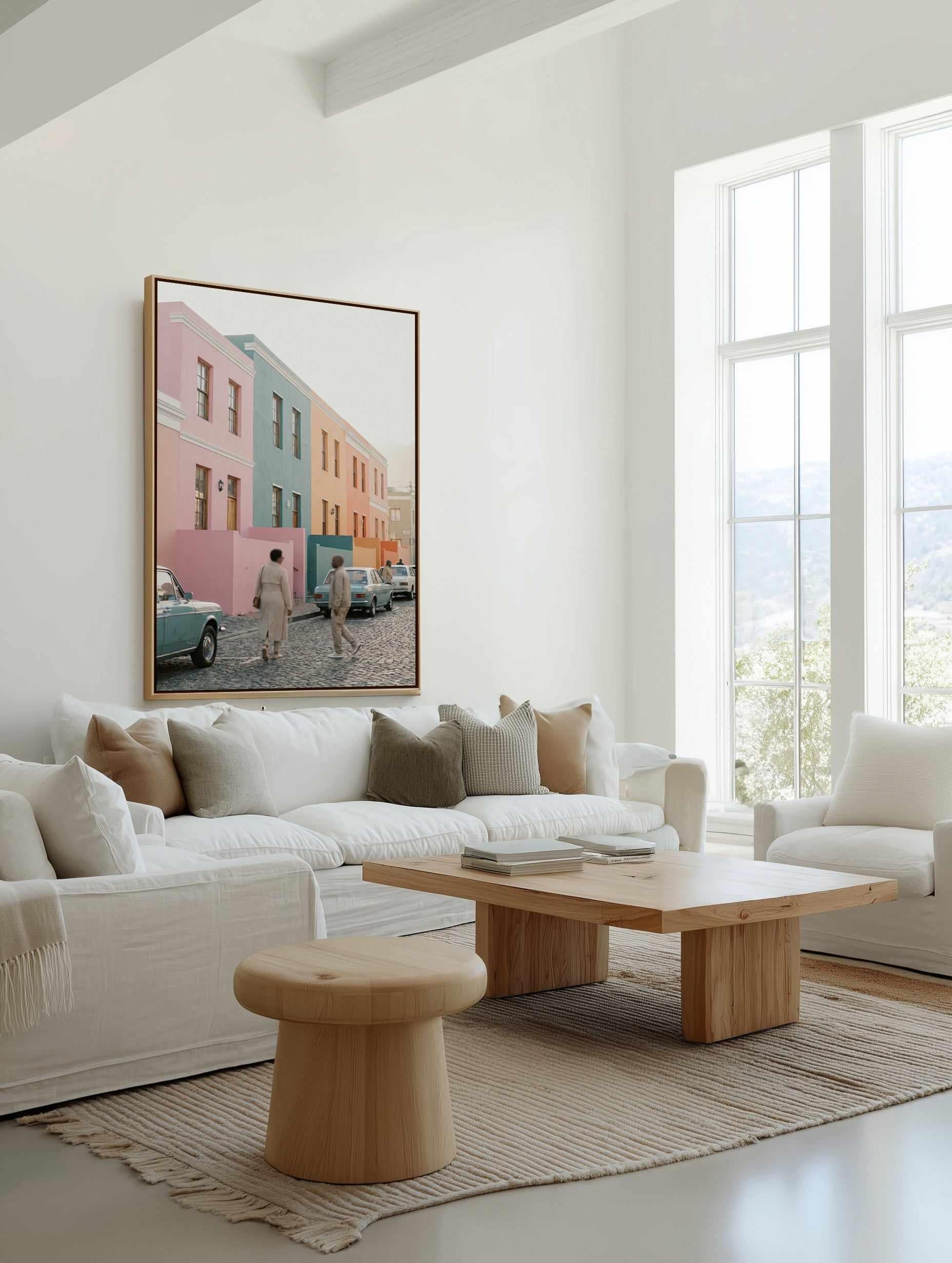 Pastel Villas III | Framed Canvas Art Print