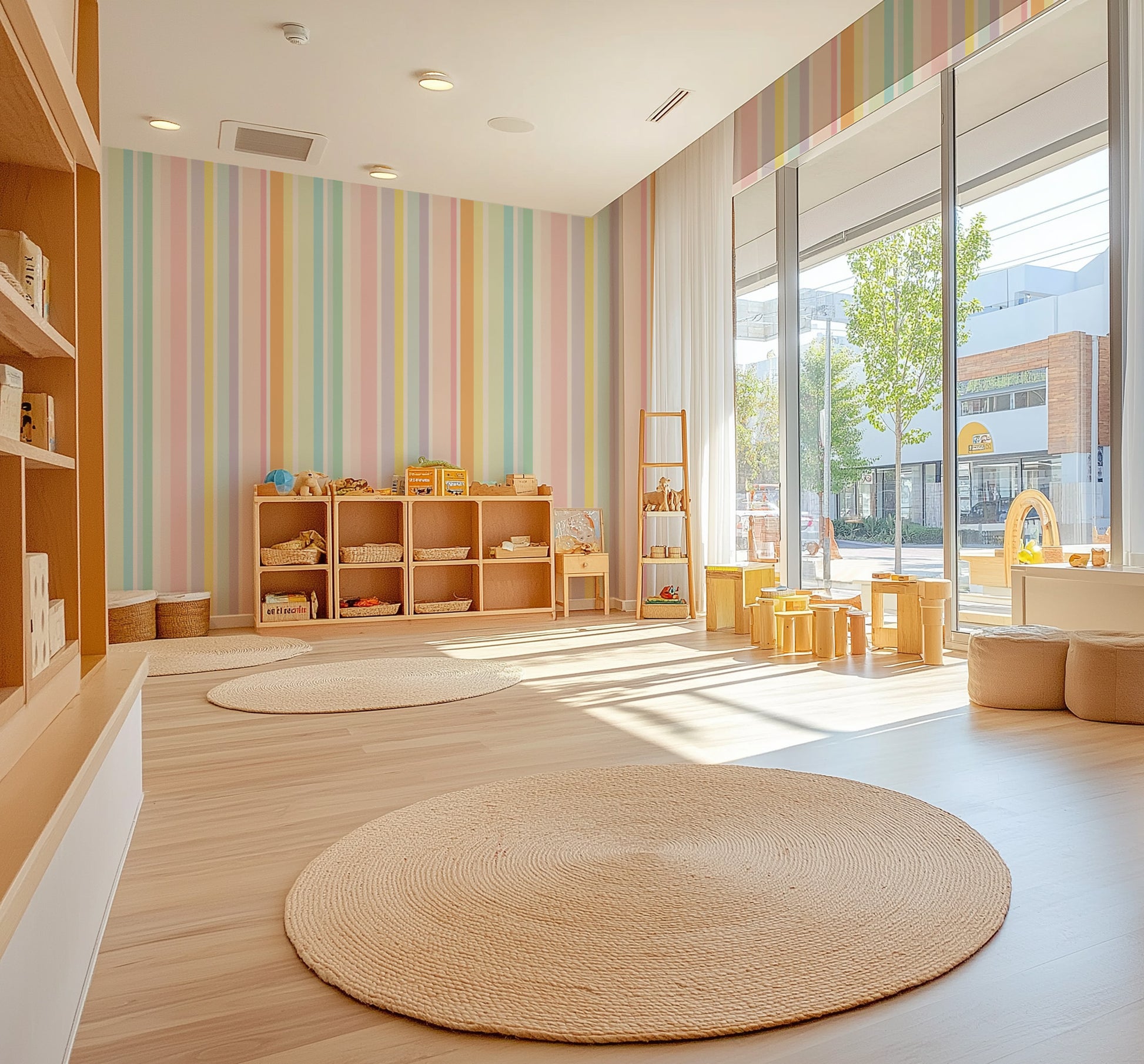 Daycare, Early Learning Centre and Preschool safe wallpaper, free from harmful chemicals and easy to clean with bleach.