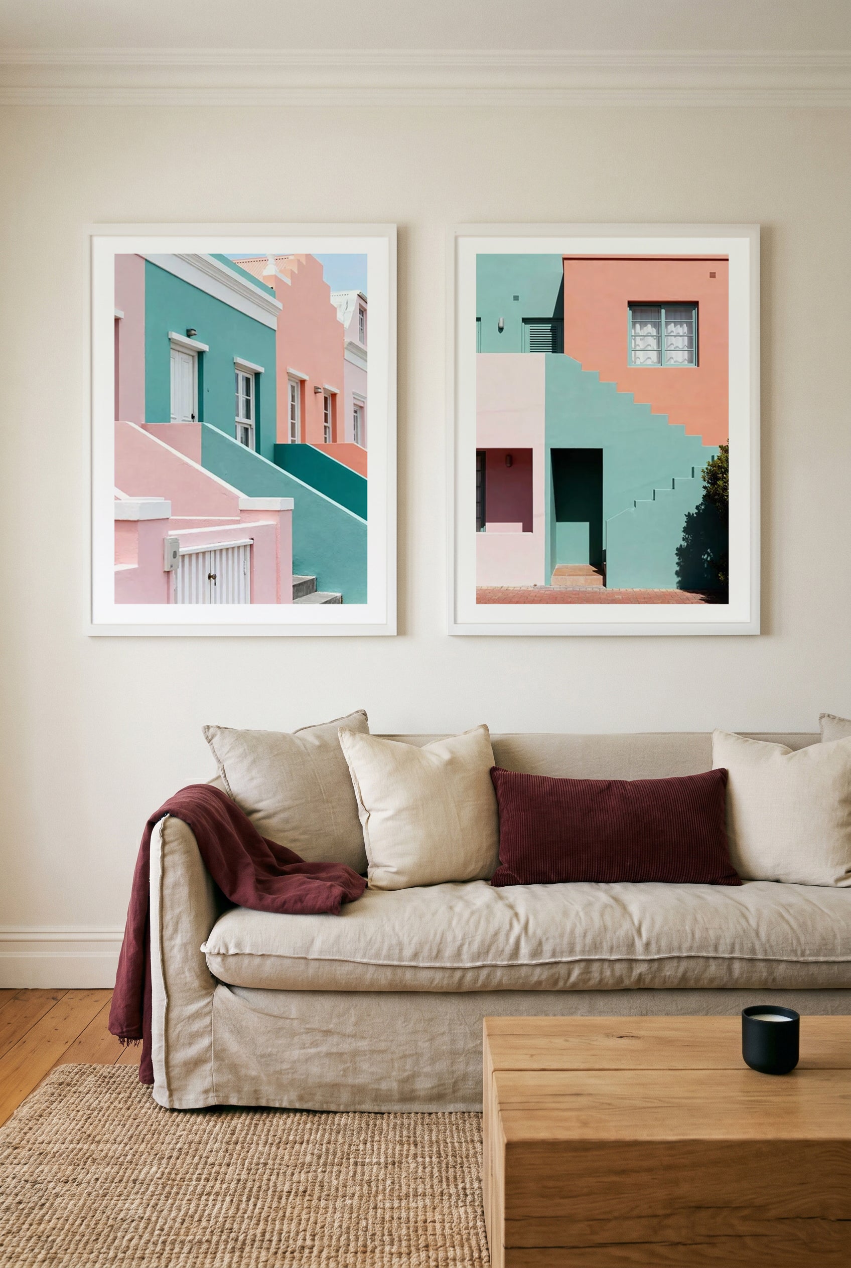 Pastel Villas I & II Art Print Set of 2 | Matching Wall Art