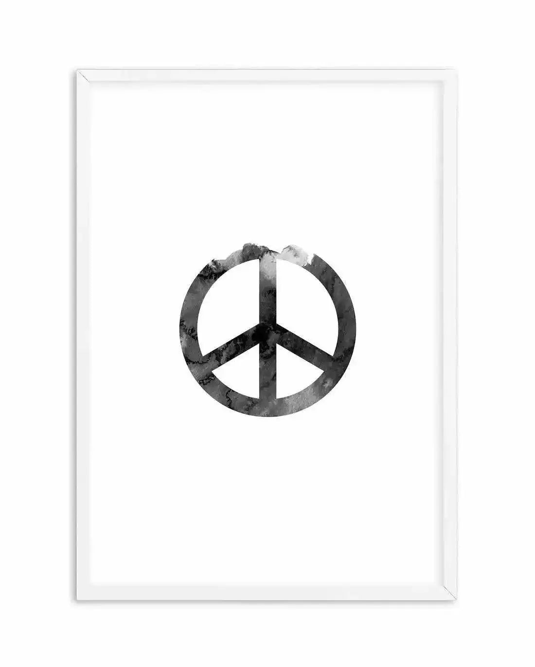 Peace Sign | Black Watercolour Art Print-PRINT-Olive et Oriel-Olive et Oriel-A4 | 8.3" x 11.7" | 21 x 29.7cm-White-With White Border-Buy-Australian-Art-Prints-Online-with-Olive-et-Oriel-Your-Artwork-Specialists-Austrailia-Decorate-With-Coastal-Photo-Wall-Art-Prints-From-Our-Beach-House-Artwork-Collection-Fine-Poster-and-Framed-Artwork