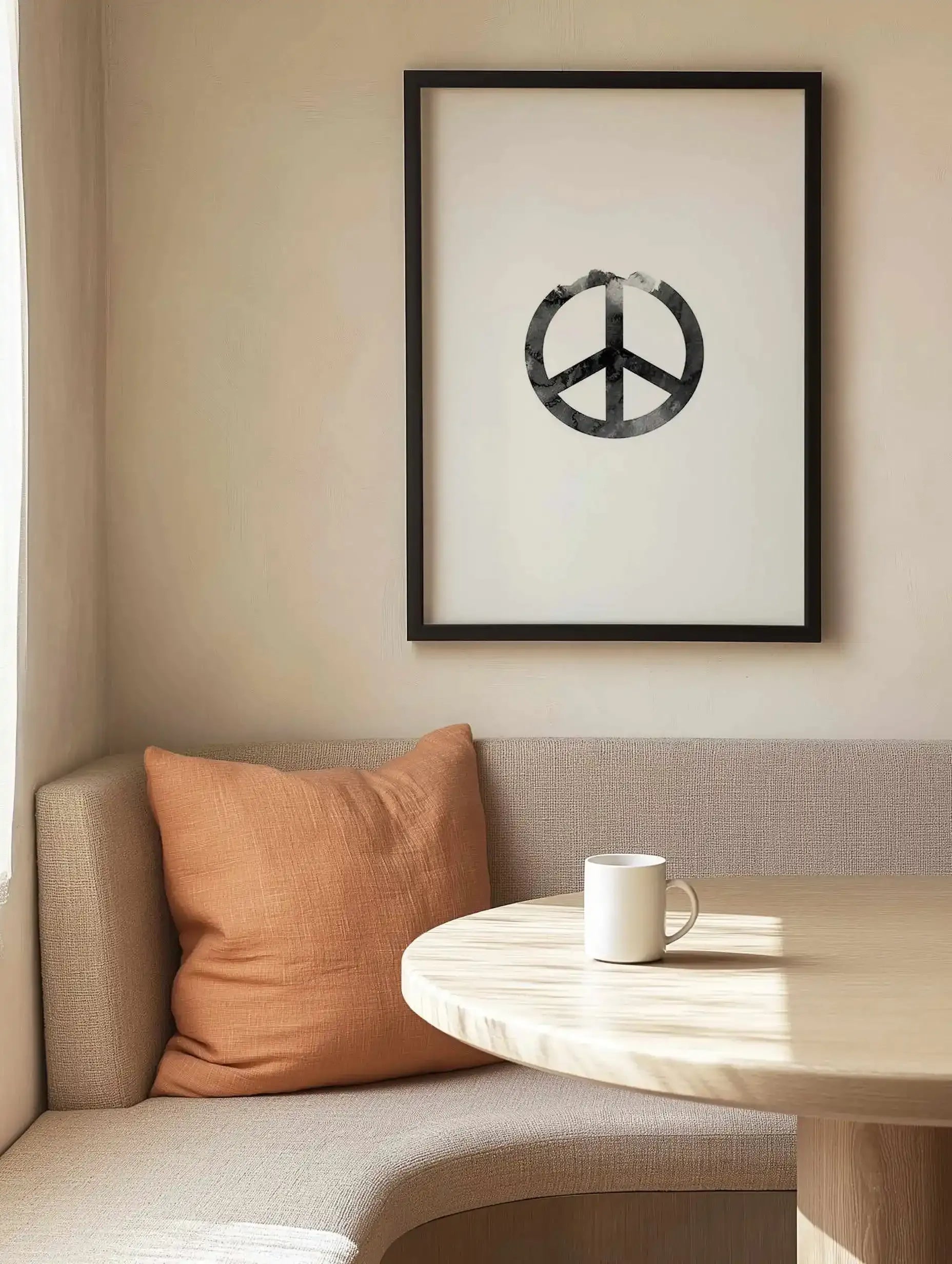 Peace Sign | Black Watercolour Art Print from Olive et Oriel where you can shop wallpaper and artworks online