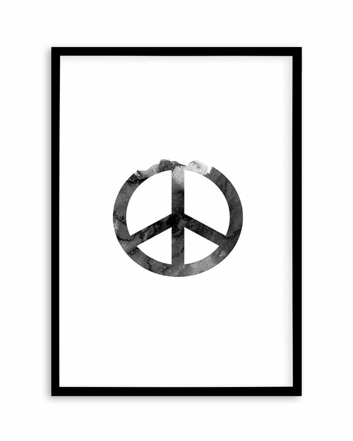 Peace Sign | Black Watercolour Art Print