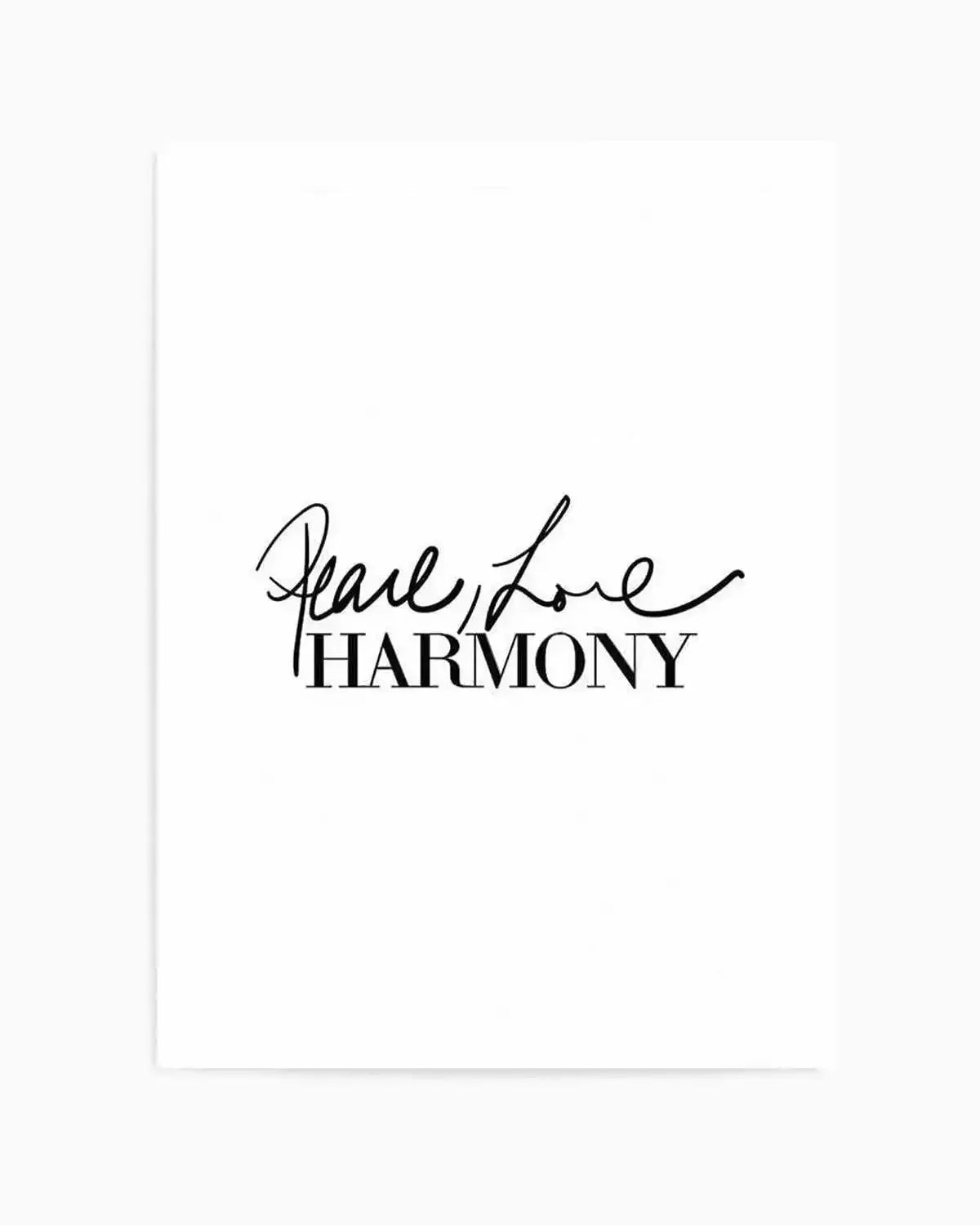 Peace, Love, Harmony Art Print from Olive et Oriel where you can shop wallpaper and artworks online