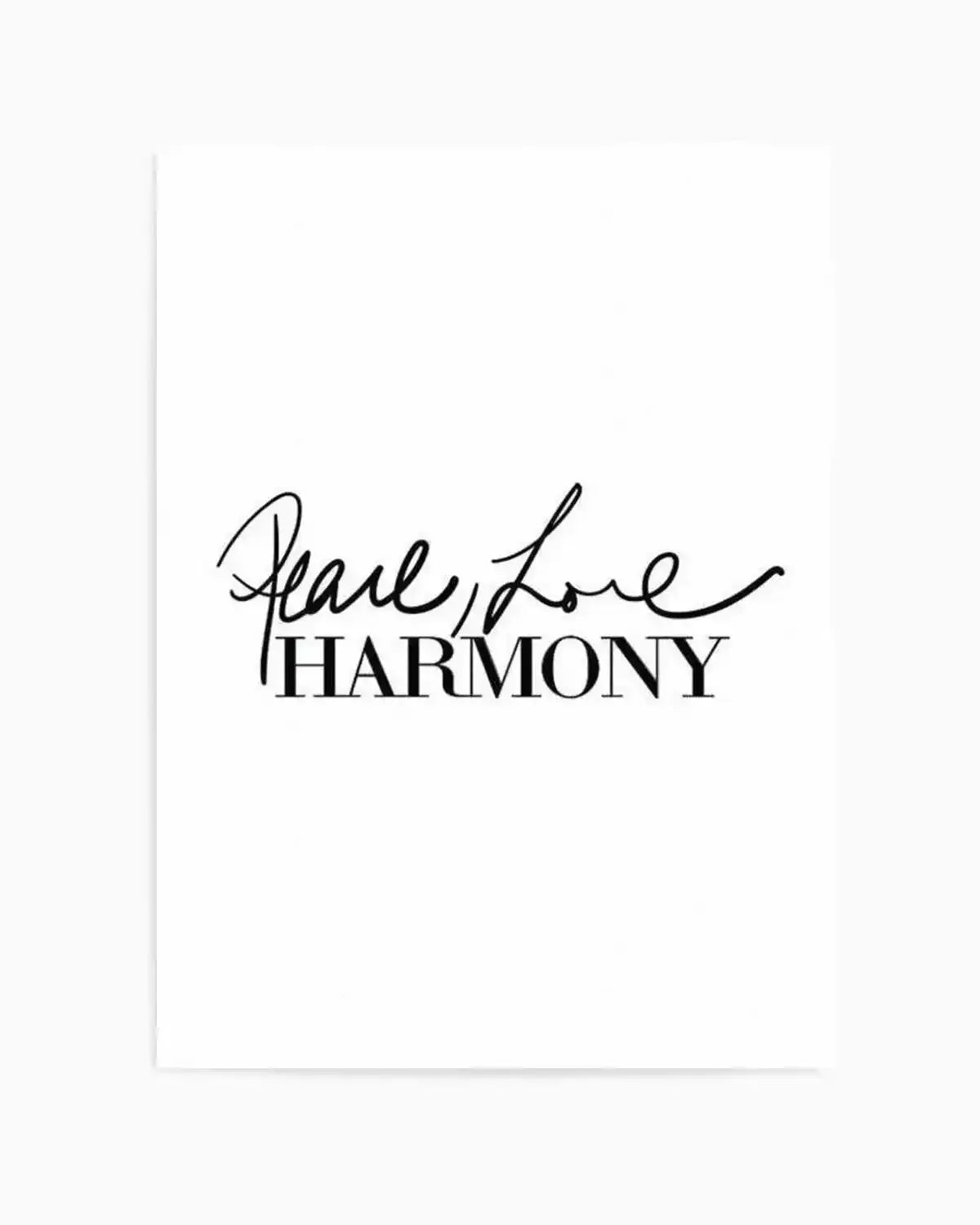 Peace, Love, Harmony Art Print from Olive et Oriel where you can shop wallpaper and artworks online