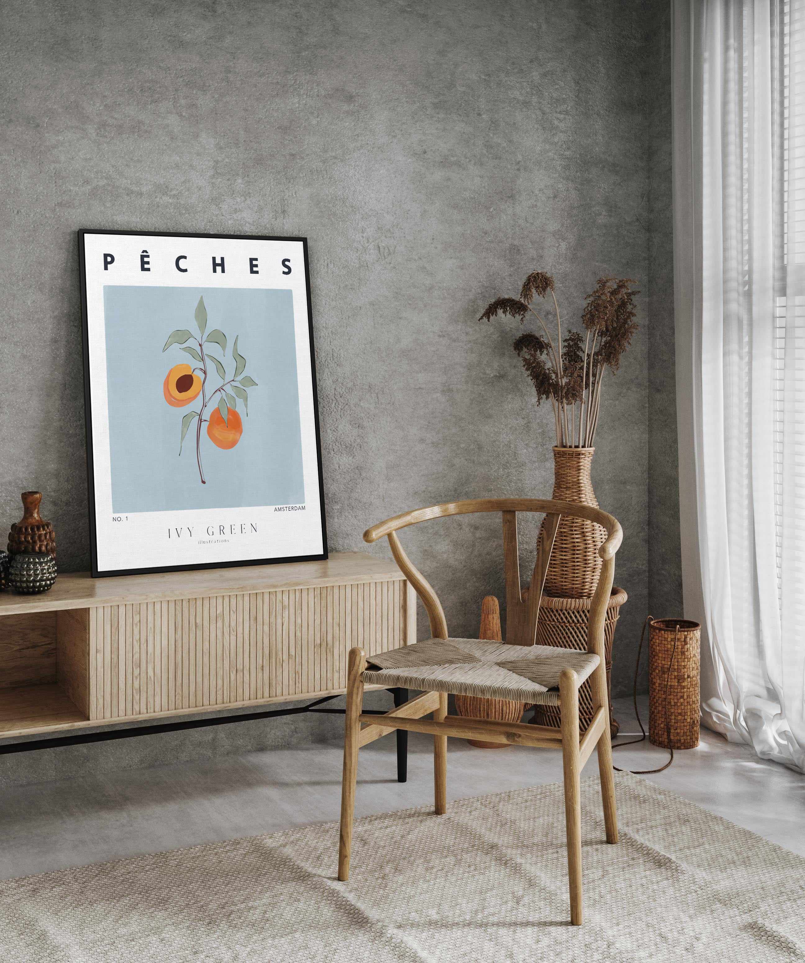 Peaches by Ivy Green Illustrations | Framed Canvas Art Print