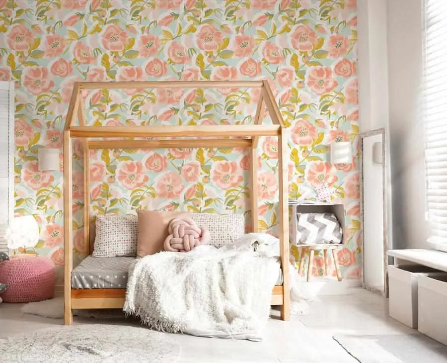 Peachy Fleur Wallpaper-Wallpaper-Buy Kids Removable Wallpaper Online Our Custom Made Children‚àö¬¢‚Äö√á¬®‚Äö√ë¬¢s Wallpapers Are A Fun Way To Decorate And Enhance Boys Bedroom Decor And Girls Bedrooms They Are An Amazing Addition To Your Kids Bedroom Walls Our Collection of Kids Wallpaper Is Sure To Transform Your Kids Rooms Interior Style From Pink Wallpaper To Dinosaur Wallpaper Even Marble Wallpapers For Teen Boys Shop Peel And Stick Wallpaper Online Today With Olive et Oriel