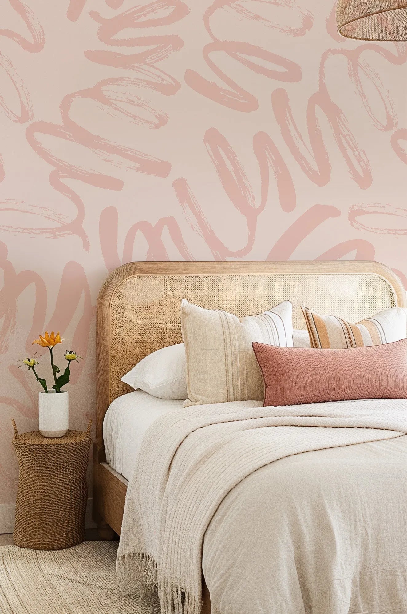 Peachy Graffiti Wallpaper from Olive et Oriel where you can shop wallpaper and artworks online