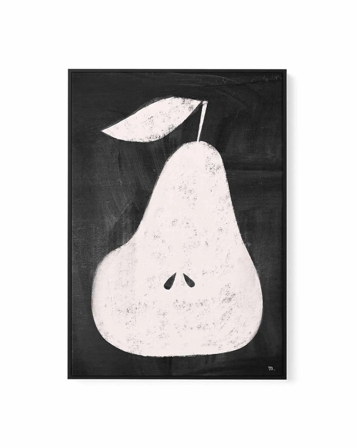 Pear on Blackboard by Marco Marella | Framed Canvas Art Print from Olive et Oriel where you can shop wallpaper and artworks online