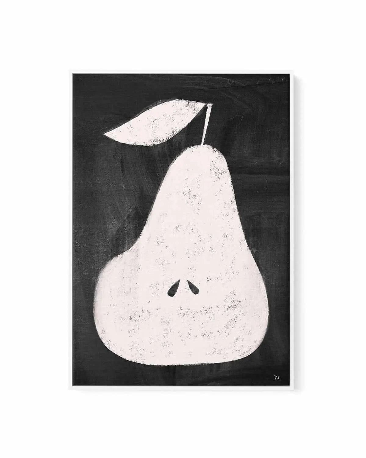 Pear on Blackboard by Marco Marella | Framed Canvas Art Print from Olive et Oriel where you can shop wallpaper and artworks online