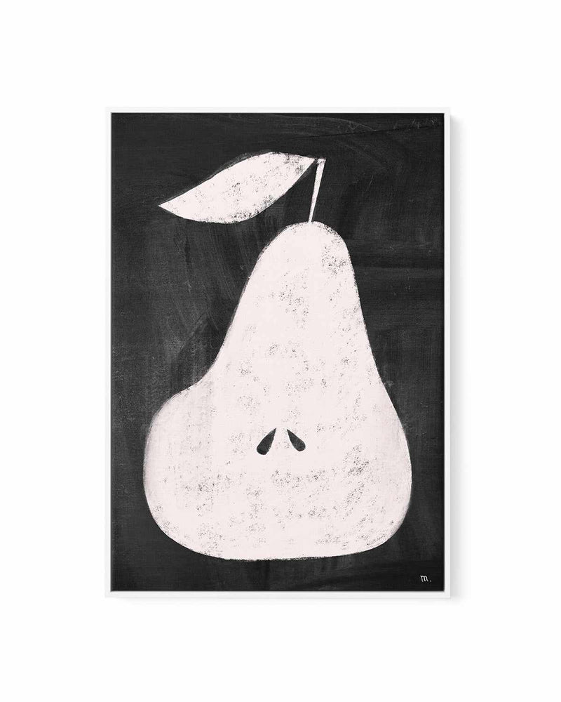 Pear on Blackboard by Marco Marella | Framed Canvas Art Print