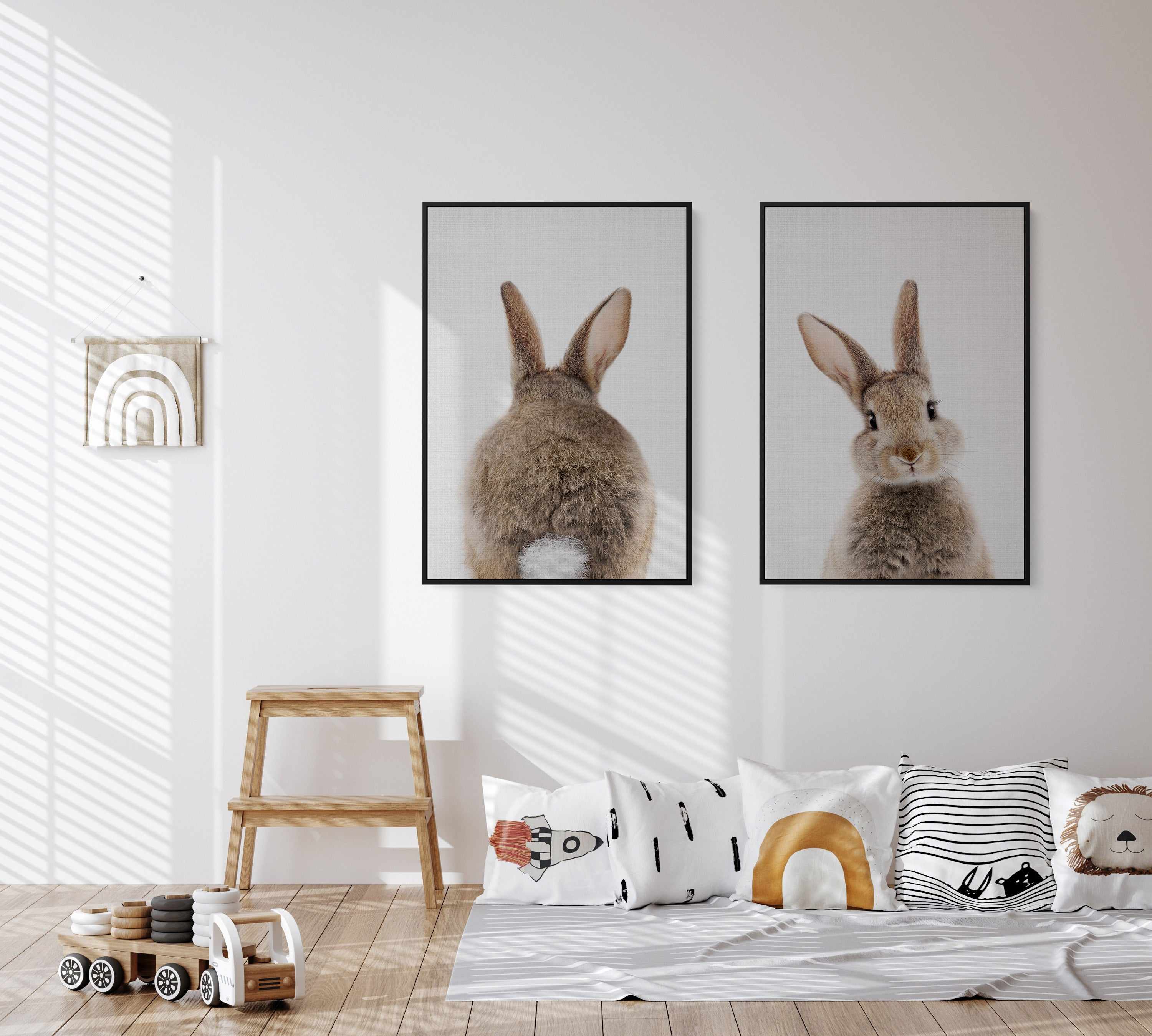 Peekaboo Bunny By Lola Peacock | Framed Canvas Art Print