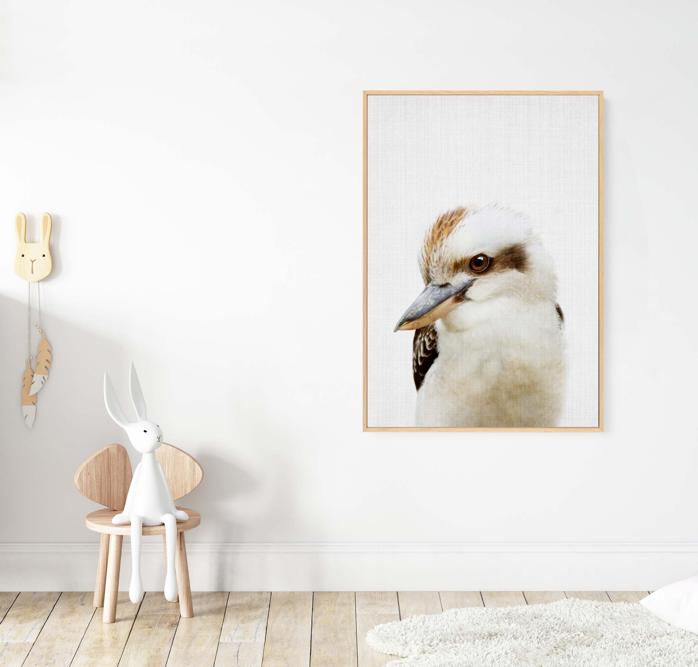 Peekaboo Kookaburra by Lola Peacock | Framed Canvas Art Print