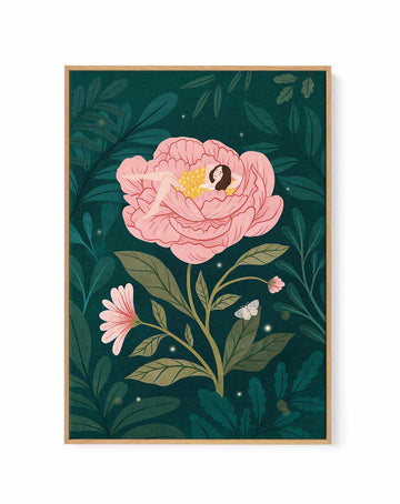 Peony Girl by Petra Holikova | Framed Canvas Art Print from Olive et Oriel where you can shop wallpaper and artworks online