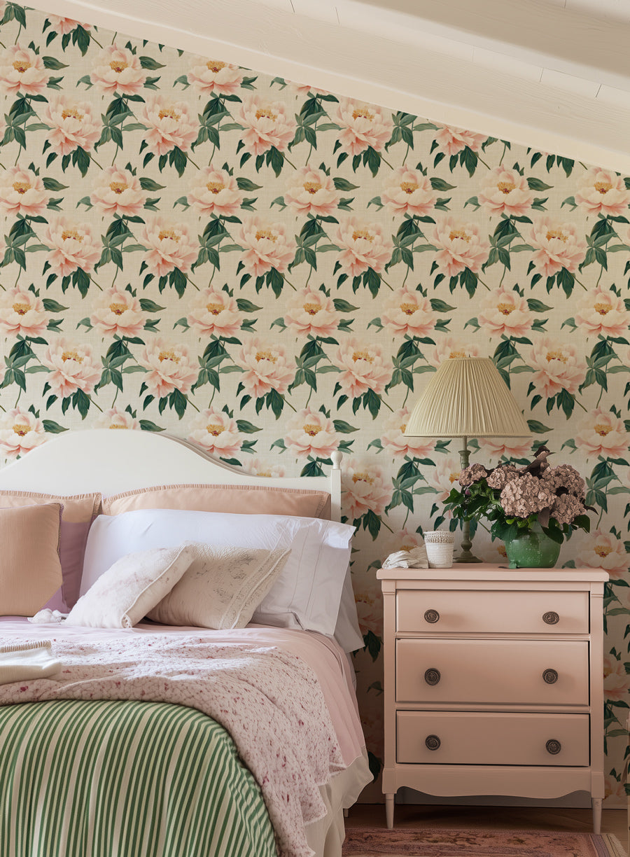 Peony Lattice Wallpaper