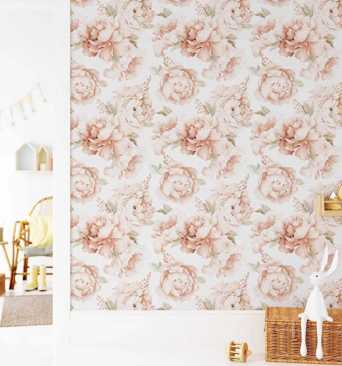 Peony Roses in Soft Terracotta Wallpaper-Wallpaper-Buy Kids Removable Wallpaper Online Our Custom Made Children√¢‚Ç¨‚Ñ¢s Wallpapers Are A Fun Way To Decorate And Enhance Boys Bedroom Decor And Girls Bedrooms They Are An Amazing Addition To Your Kids Bedroom Walls Our Collection of Kids Wallpaper Is Sure To Transform Your Kids Rooms Interior Style From Pink Wallpaper To Dinosaur Wallpaper Even Marble Wallpapers For Teen Boys Shop Peel And Stick Wallpaper Online Today With Olive et Oriel