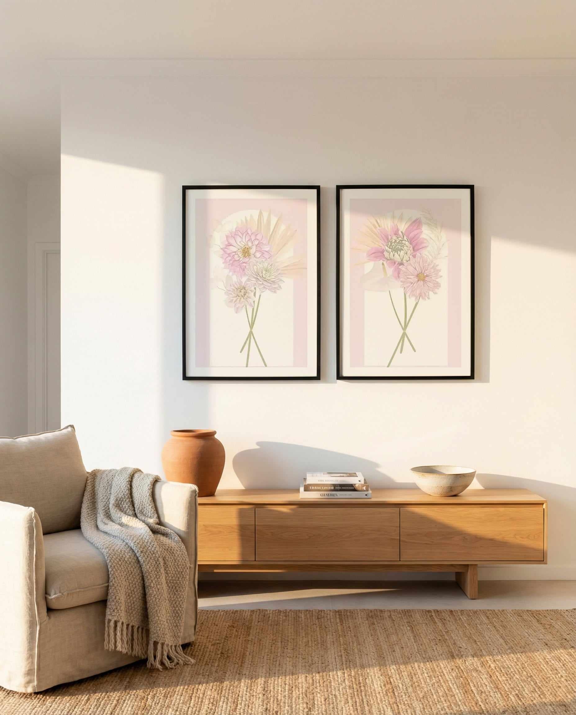Perfect Posy I & II Art Print Set of 2 | Matching Wall Art from Olive et Oriel where you can shop wallpaper and artworks online