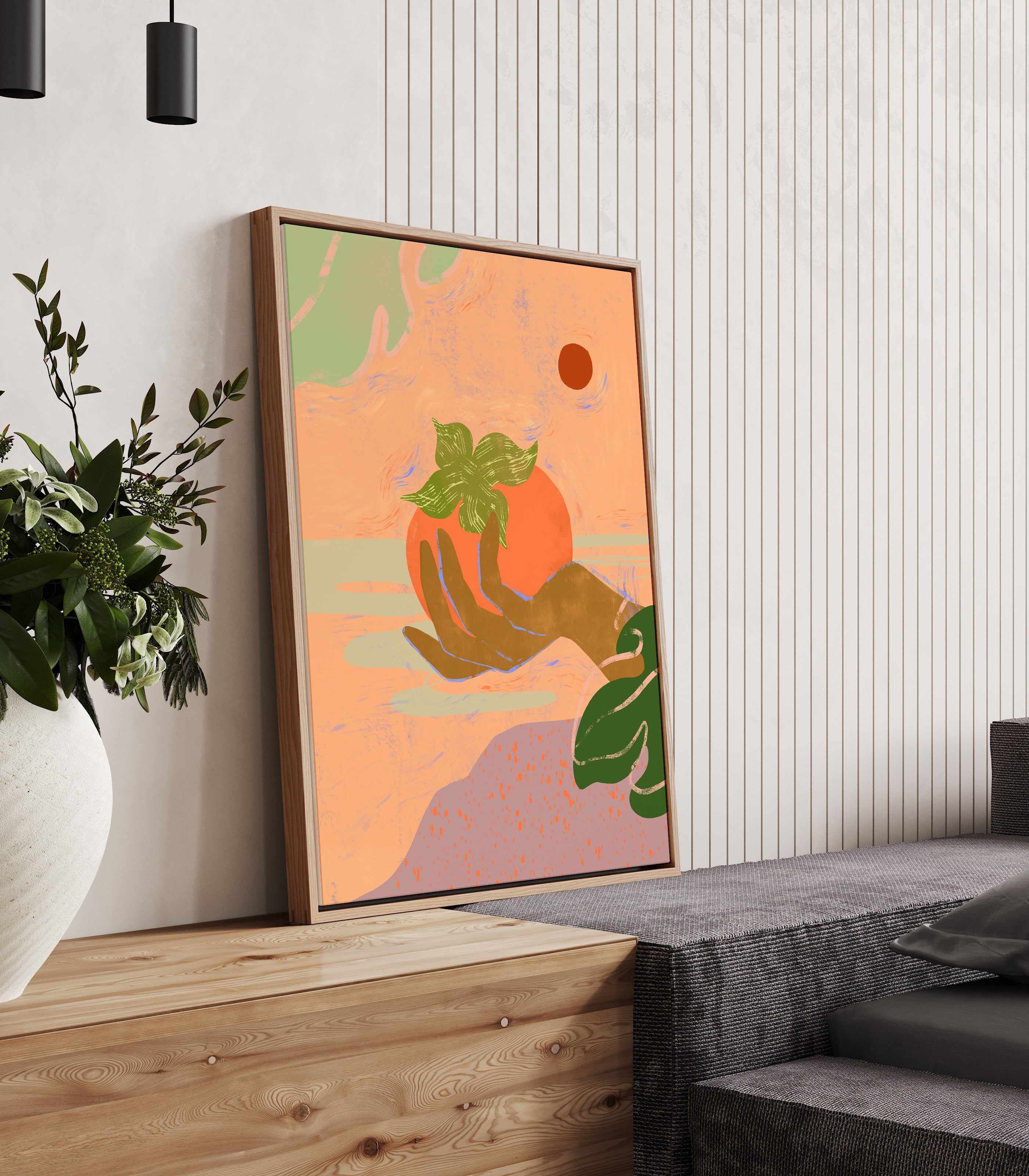 Persimmon by Arty Guava | Framed Canvas Art Print