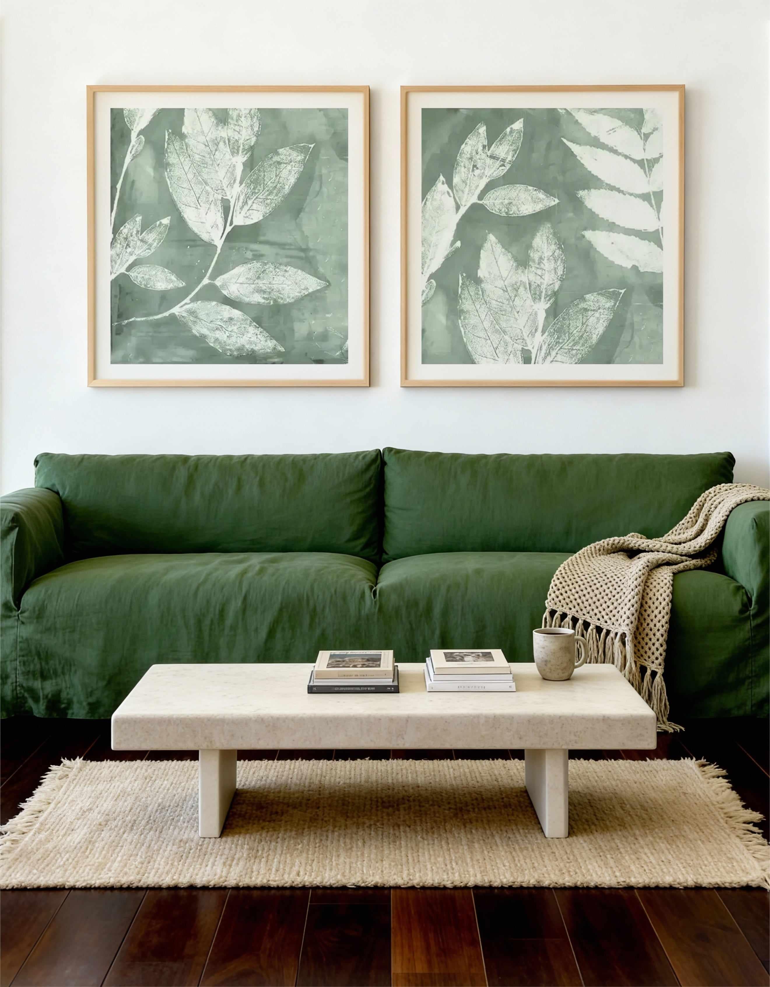 Petal Imprint Sage I & II Art Print Set of 2 | Matching Wall Art
