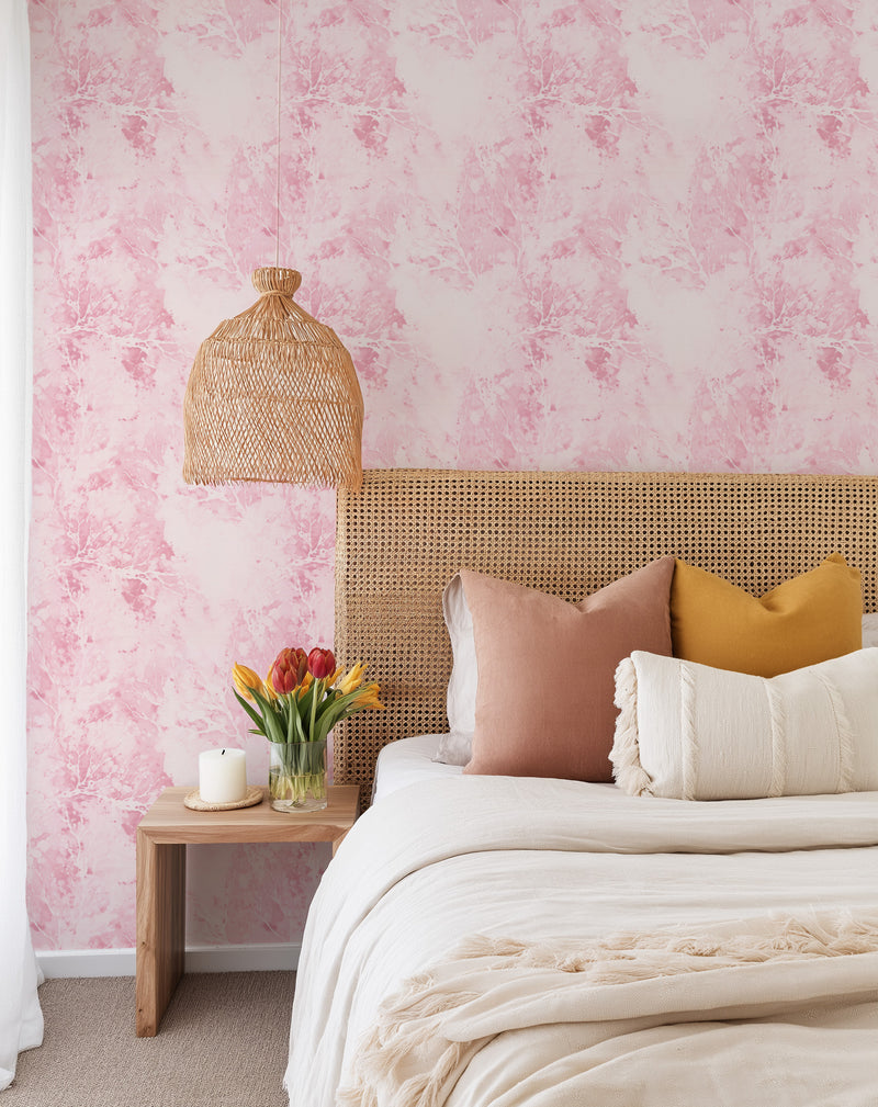 Petal Marble in Pink Wallpaper from Olive et Oriel where you can shop wallpaper and artworks online