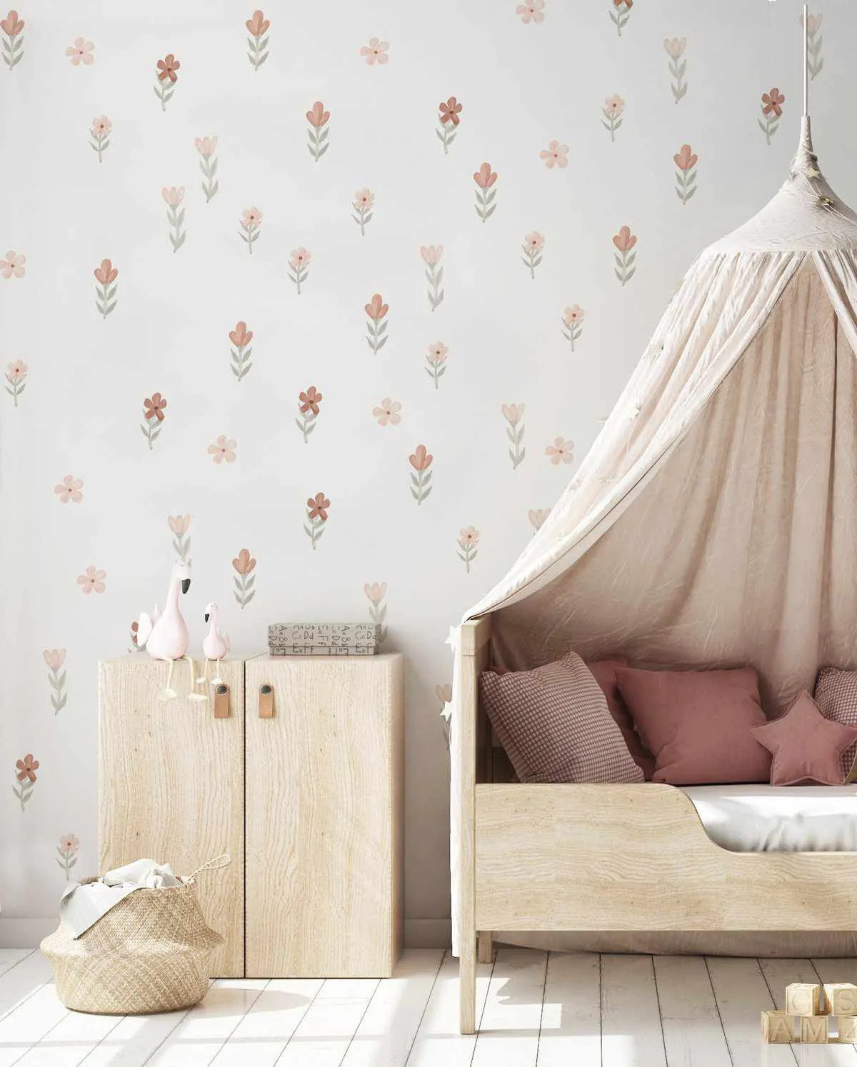 Petite Watercolour Flowers Decal Set-Decals-Olive et Oriel-Decorate your kids bedroom wall decor with removable wall decals, these fabric kids decals are a great way to add colour and update your children's bedroom. Available as girls wall decals or boys wall decals, there are also nursery decals.