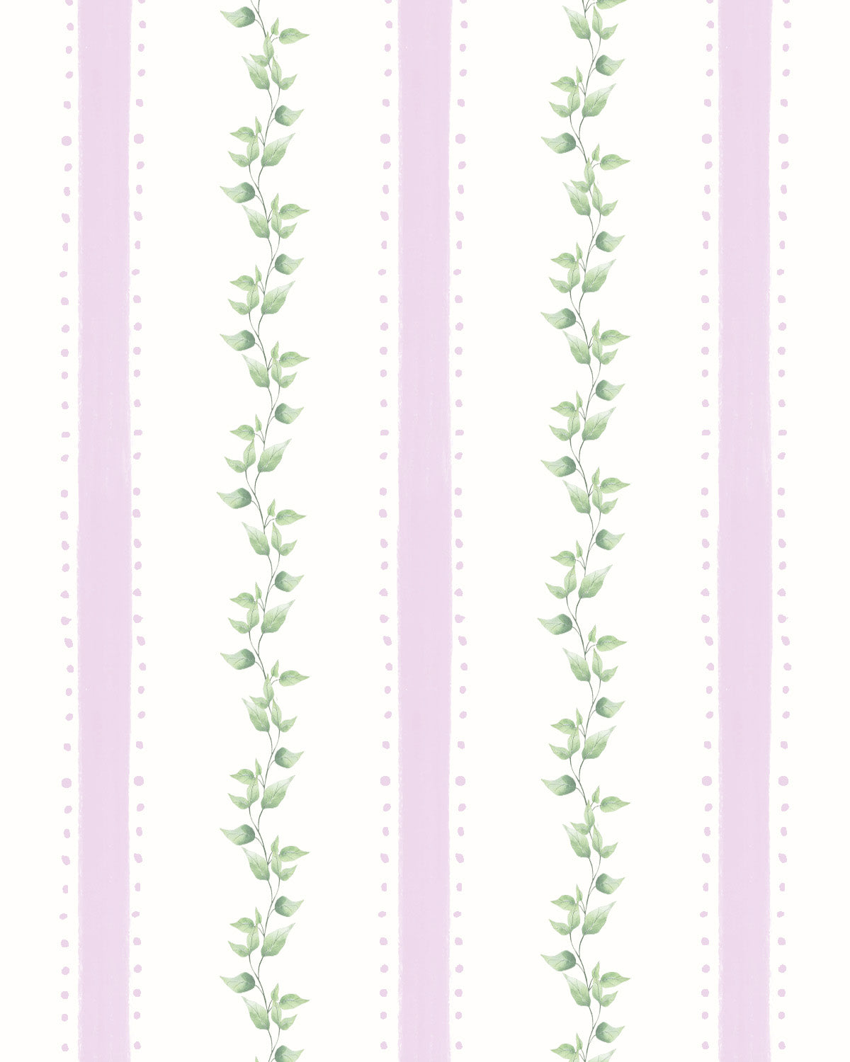 Petite Leafy Stripes in Lilac By the Roll Wallpaper