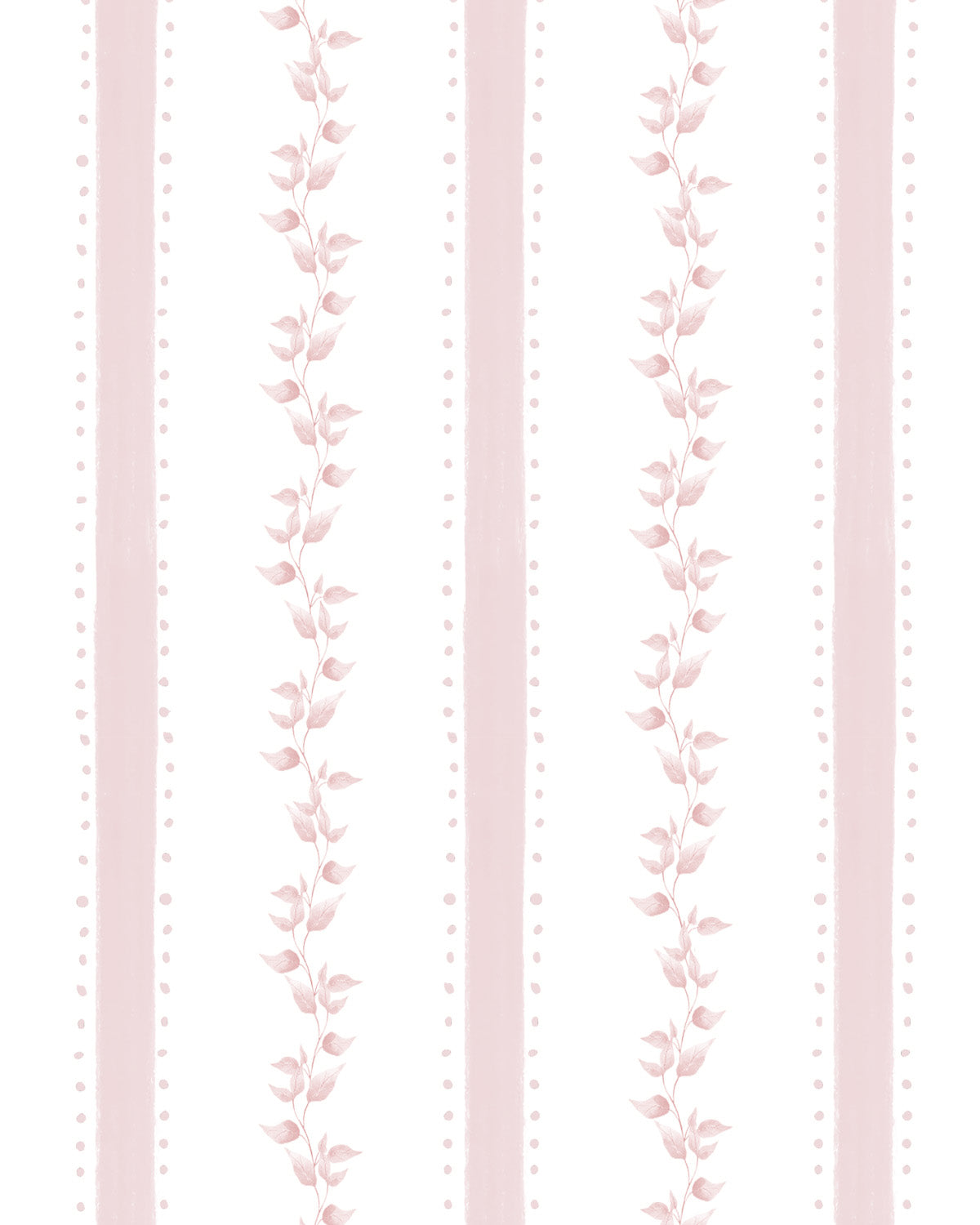 Petite Leafy Stripes in Pink By the Roll Wallpaper