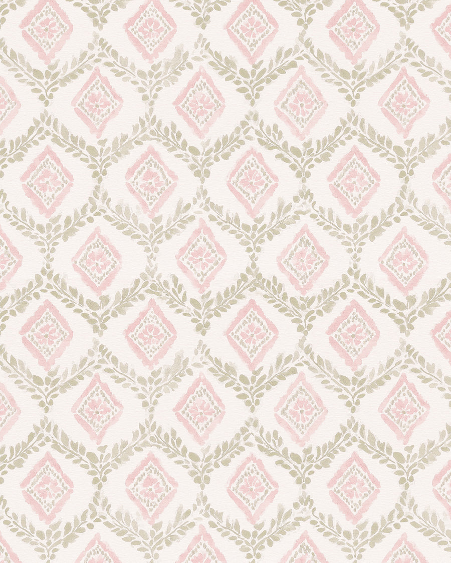 Petite Pink Palais Wallpaper from Olive et Oriel where you can shop wallpaper and artworks online