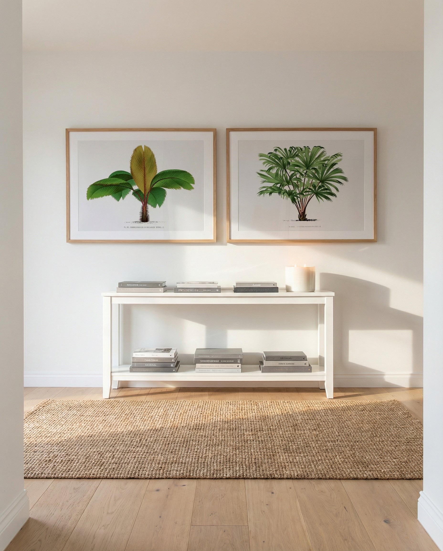 Phoenicophorium Sechellarum & Livistona Hoogendorpii Vintage Palm Poster Art Print Set of 2 | Matching Wall Art