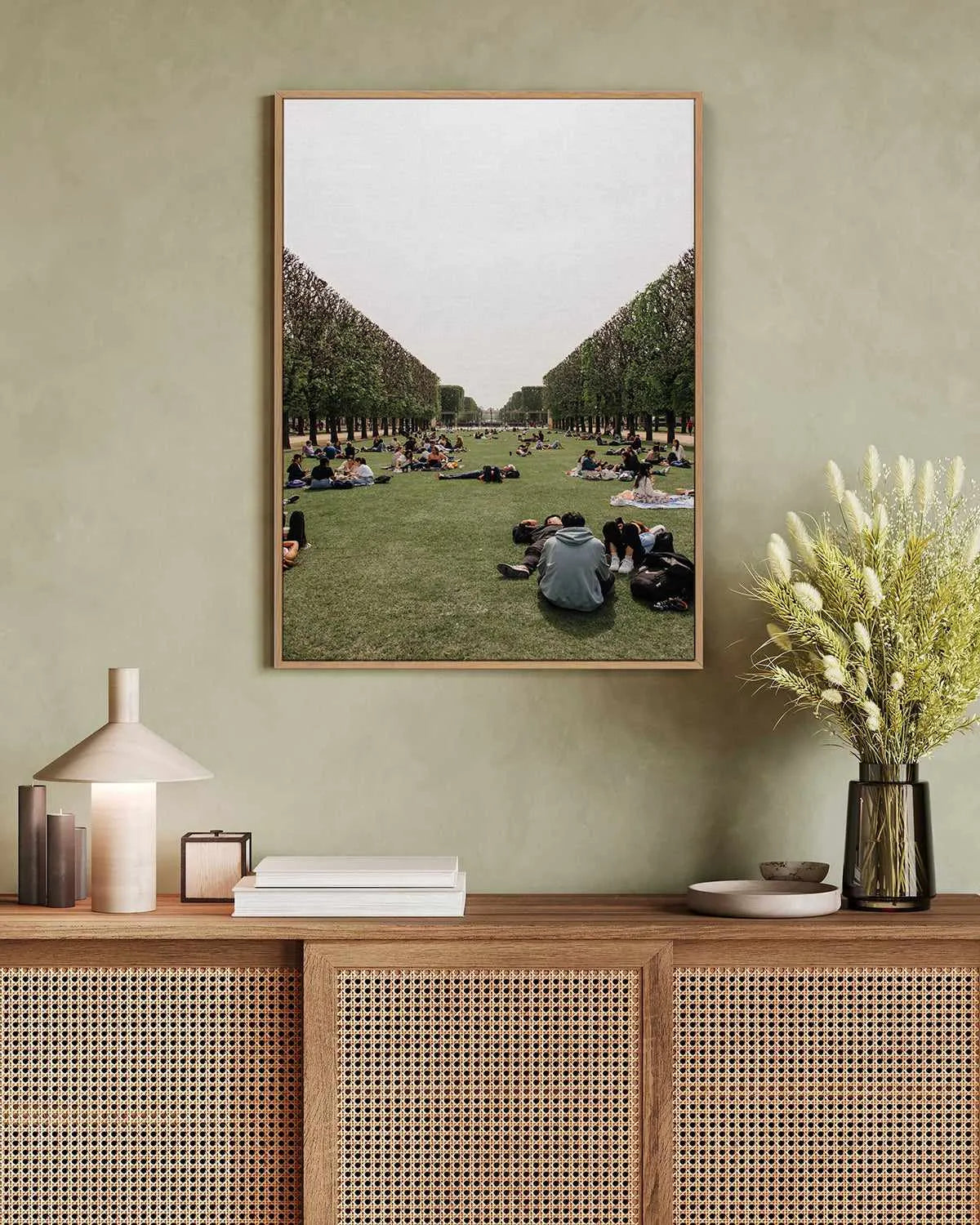 Picnics in Paris by Jovani Demetrie | Framed Canvas Art Print from Olive et Oriel where you can shop wallpaper and artworks online