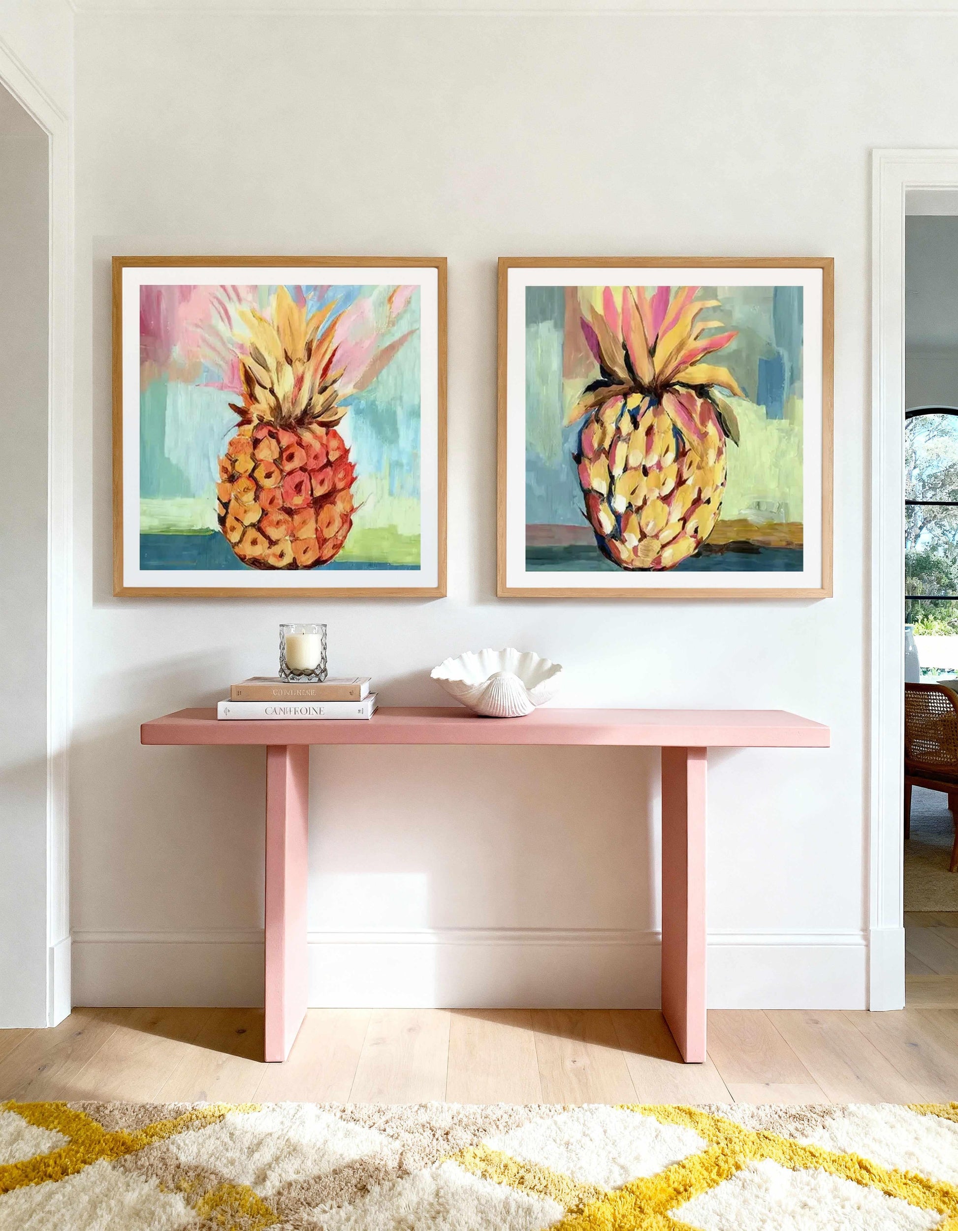 Pineapple Study Square No I & II Art Print Set of 2 | Matching Wall Art from Olive et Oriel where you can shop wallpaper and artworks online