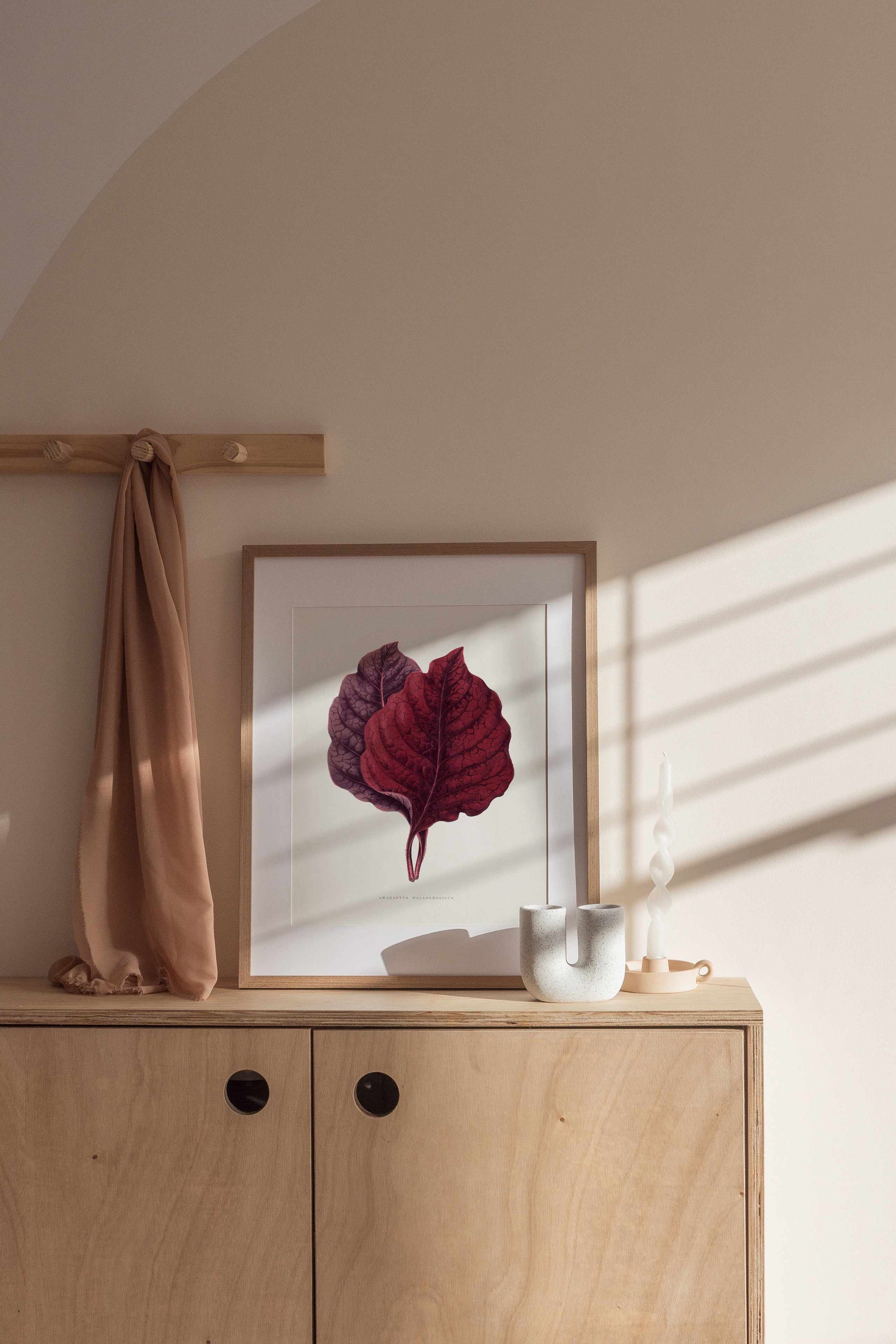 Pink Amarantus Leaf Illustration By Les Plantes a | Art Print from Olive et Oriel where you can shop wallpaper and artworks online