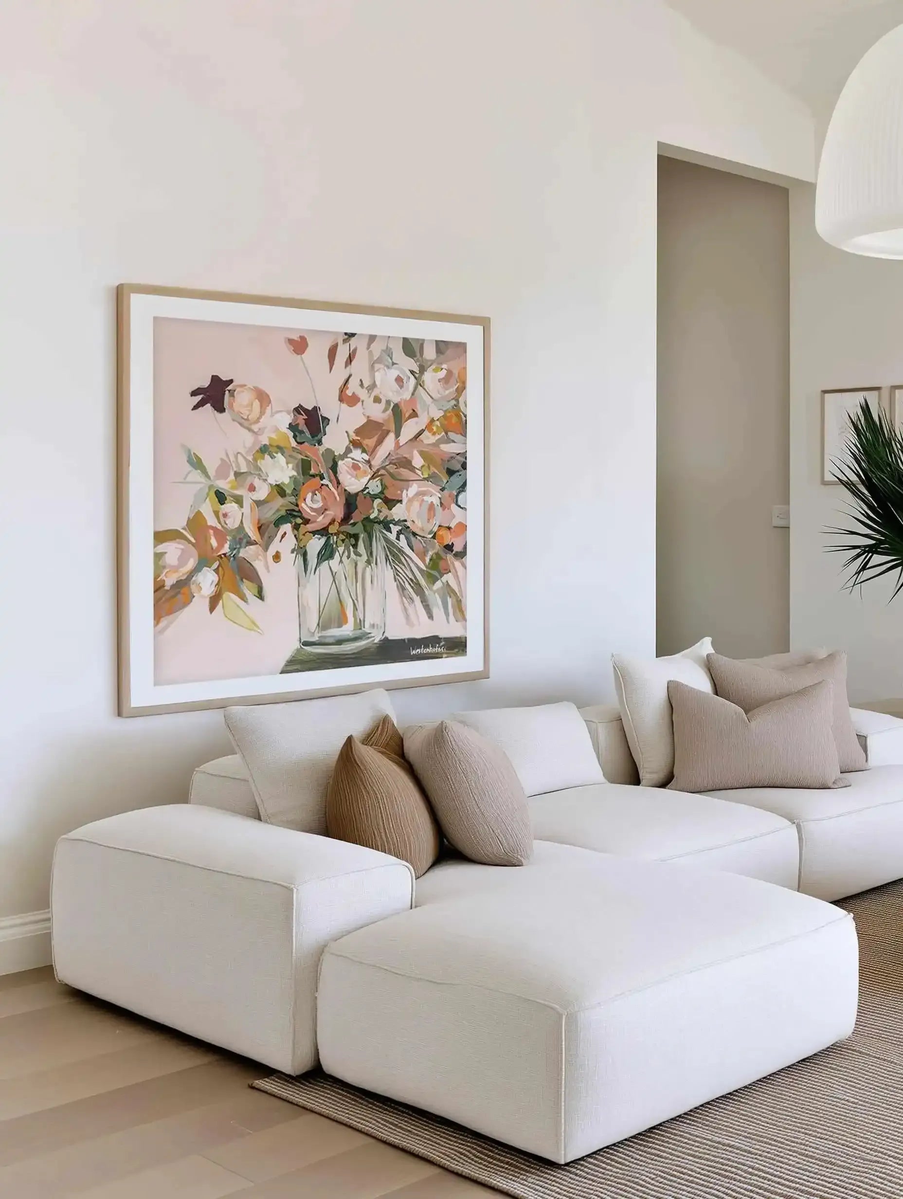 Pink Bouquet by Jenny Westenhofer Square Art Print from Olive et Oriel where you can shop wallpaper and artworks online