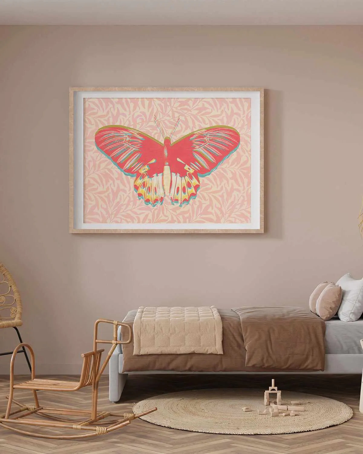 Pink Butterfly Art Print from Olive et Oriel where you can shop wallpaper and artworks online