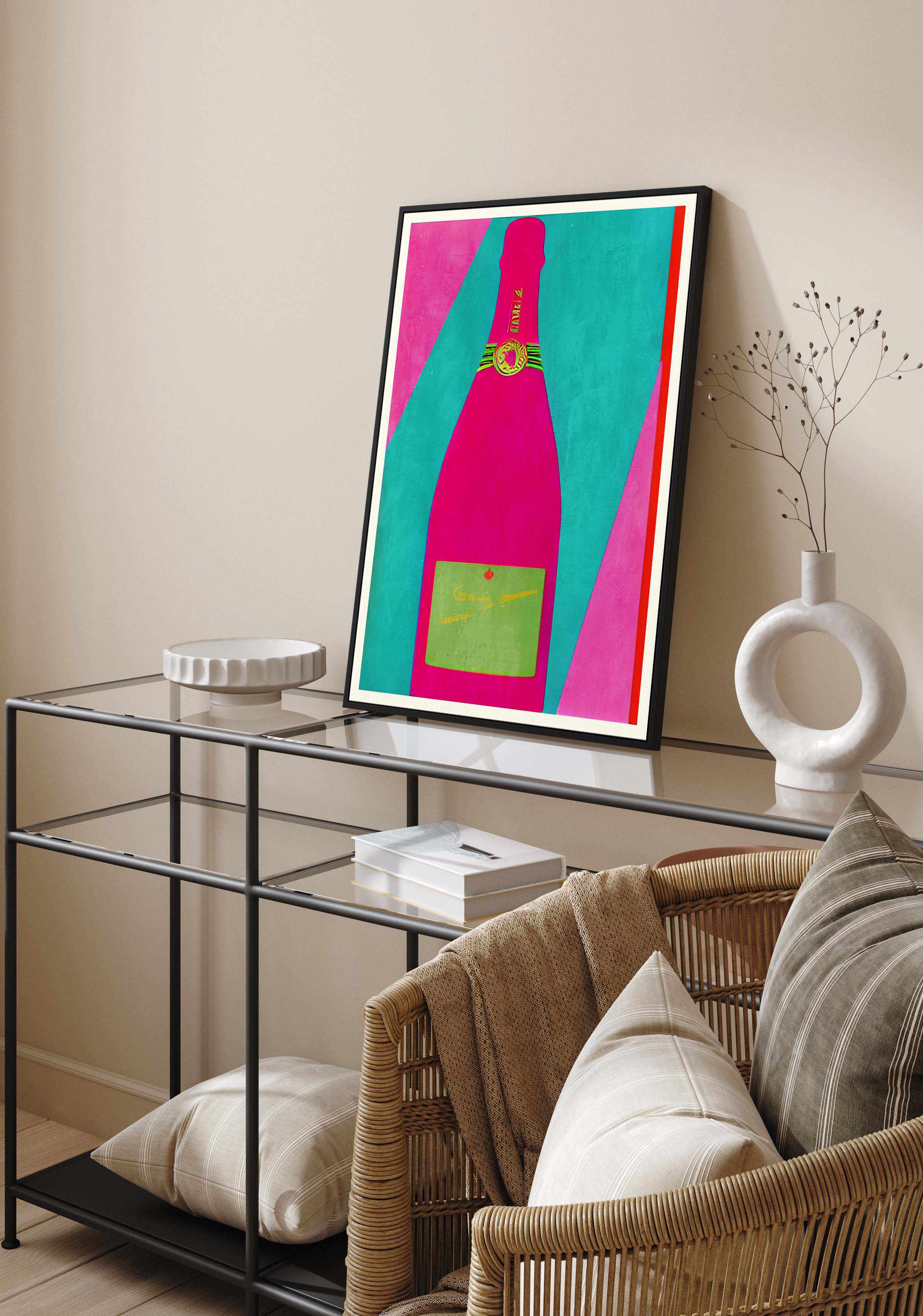 Pink Champagne by Bo Anderson  | Framed Canvas Art Print