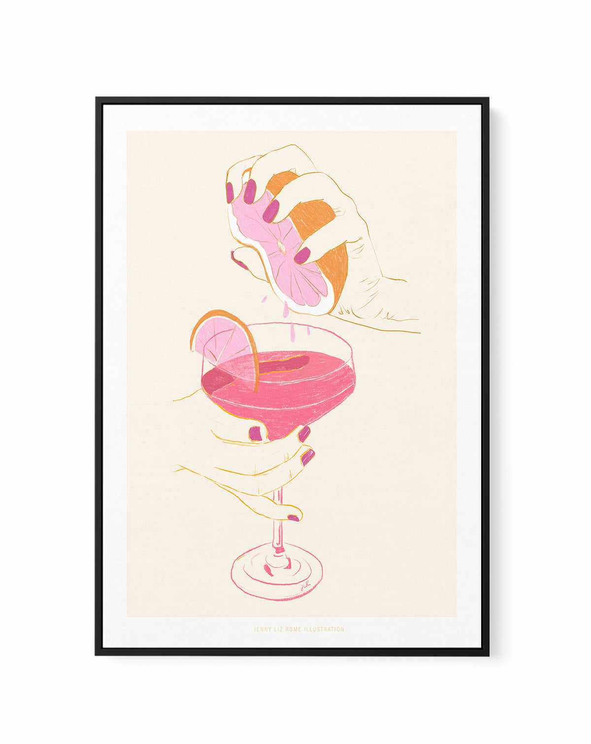 Pink Cocktail by Jenny Liz Rome | Framed Canvas Art Print