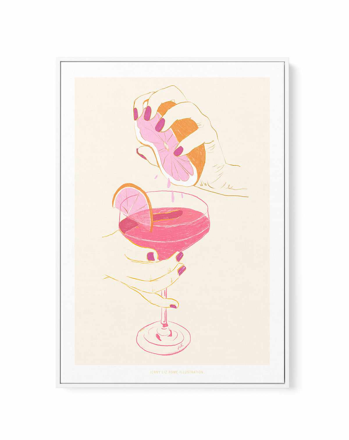 Pink Cocktail by Jenny Liz Rome | Framed Canvas Art Print