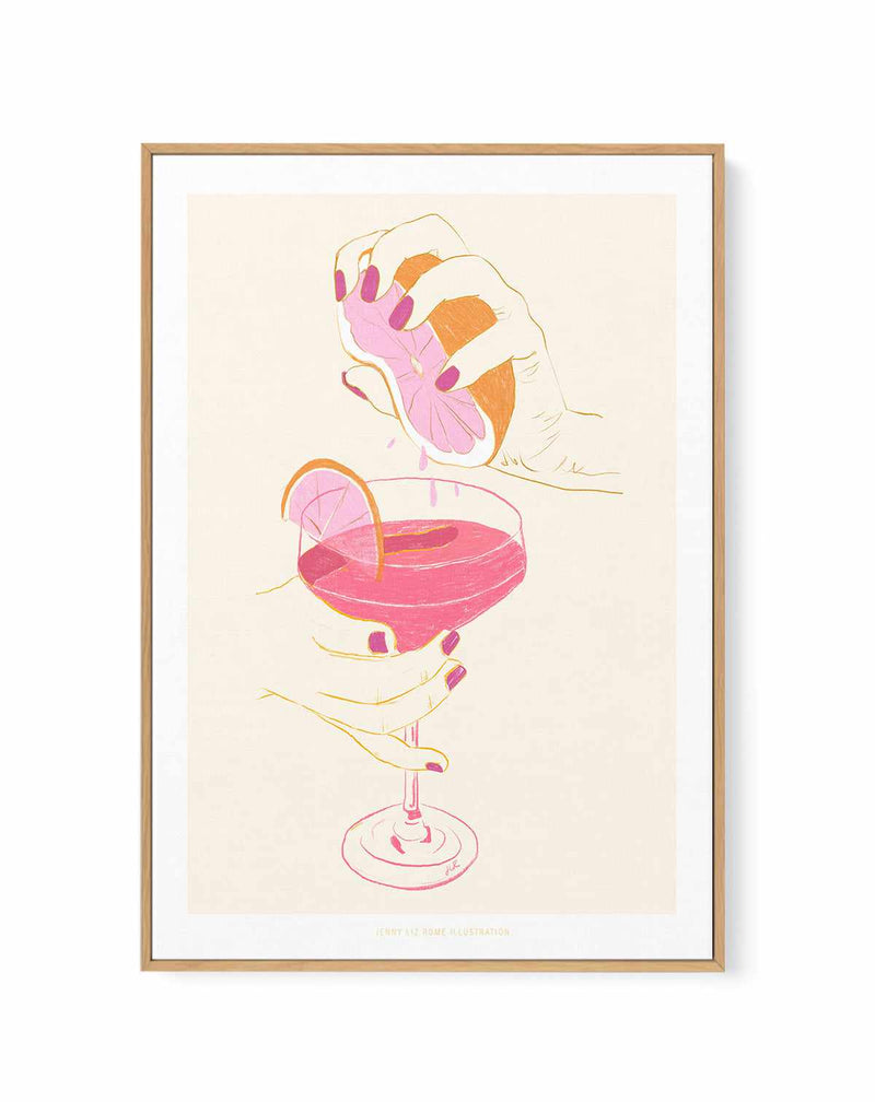 Pink Cocktail by Jenny Liz Rome | Framed Canvas Art Print